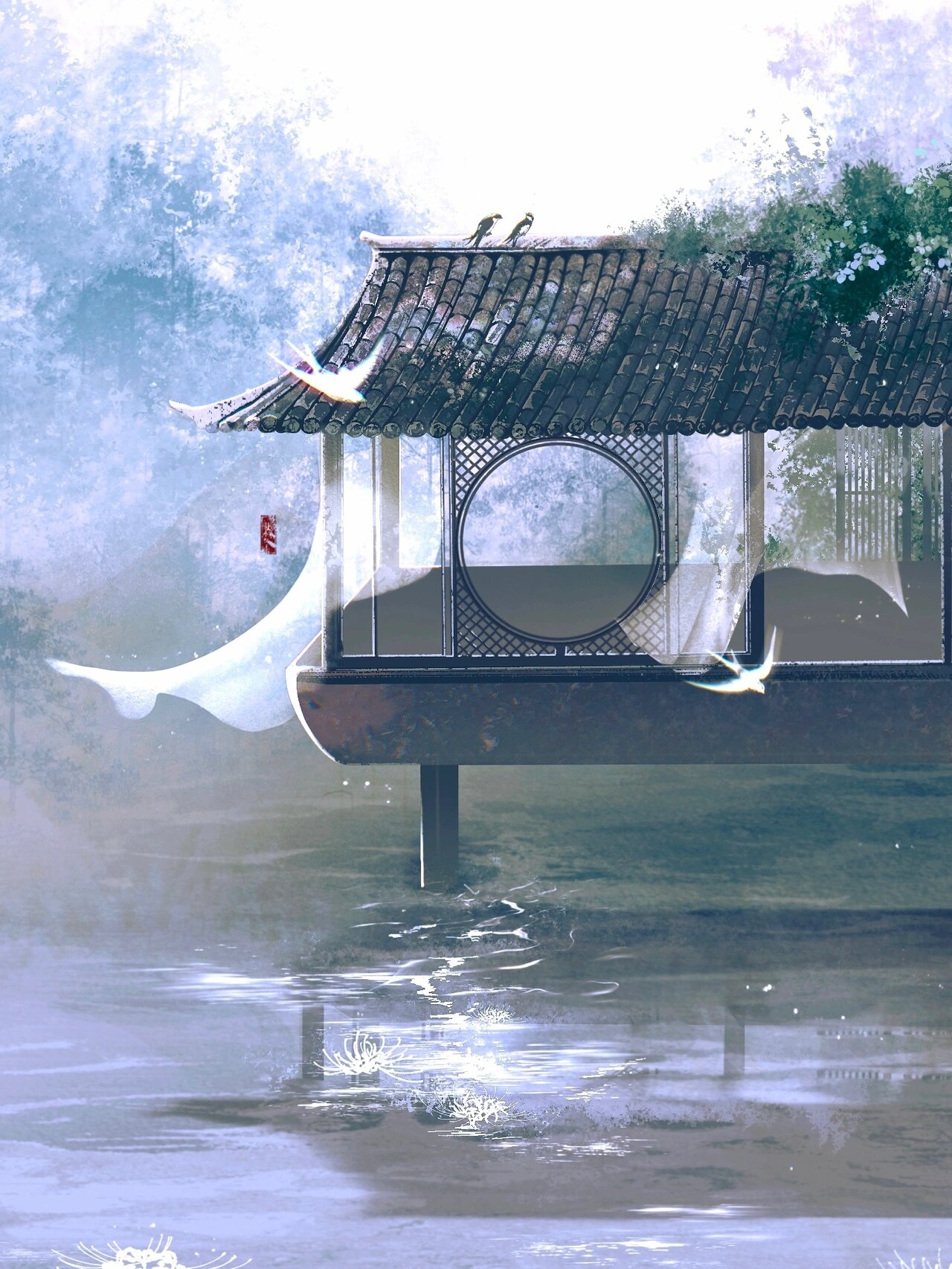 古风插画/ 绘画 /画画/长亭