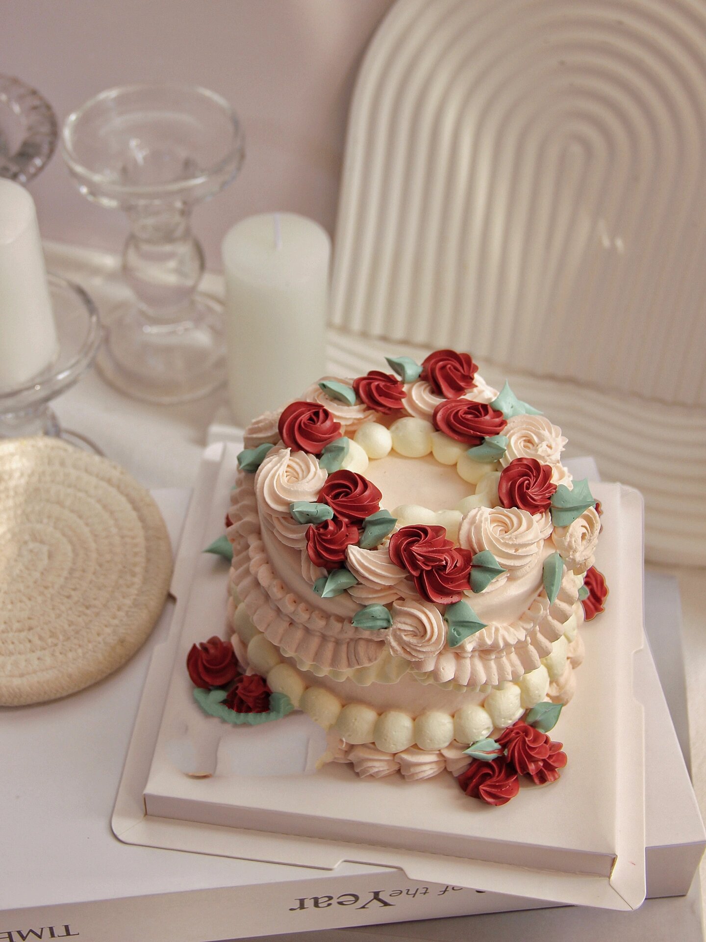 复古美式小玫瑰蛋糕 温柔氛围感蛋糕