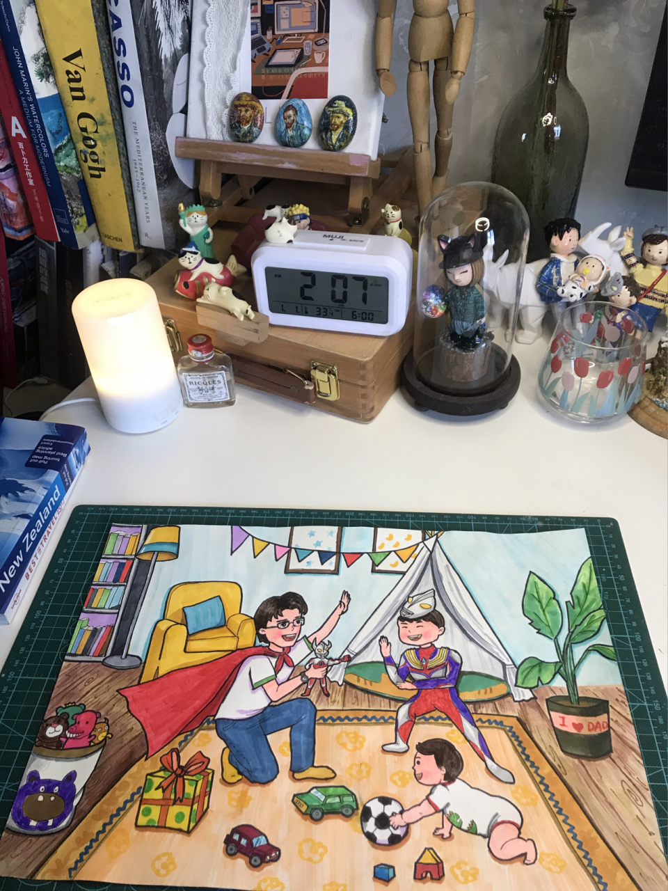 父亲节主题绘画 用画笔记录爸爸陪伴孩子做游戏的快乐时光.