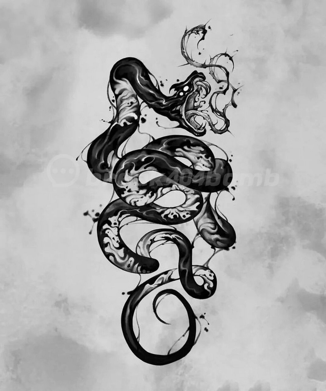 10张暗黑风格纹身手稿蛇纹身blackwork 暗黑纹身,适合遮盖小图也可以