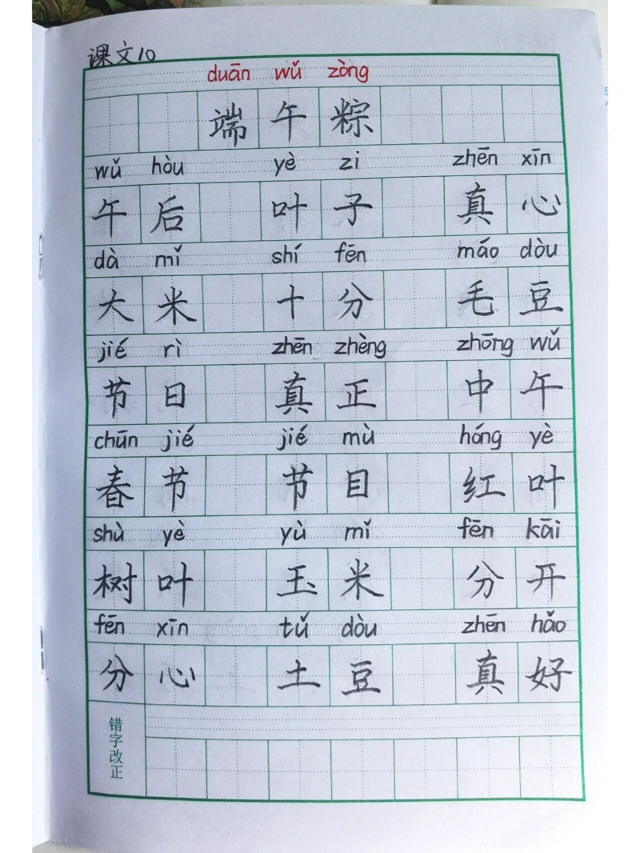 一年级下册语文课文10《端午粽》词语积累