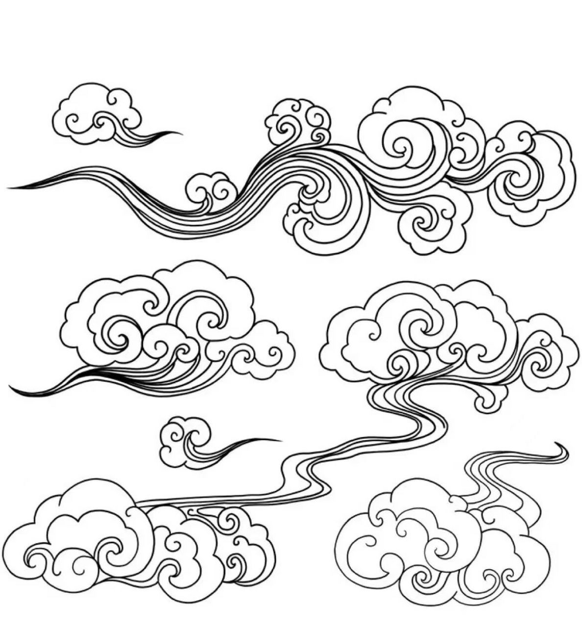 考研装饰画国风素材-云纹浪纹(3) 国风素材——云纹和浪纹,需要可自取