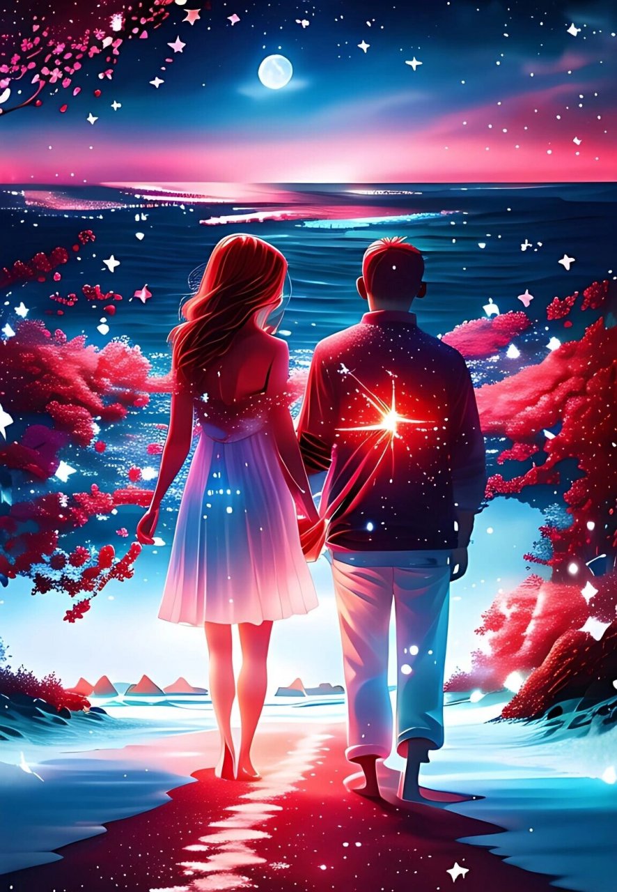 七夕情侣(手拉手)壁纸 欢迎取图