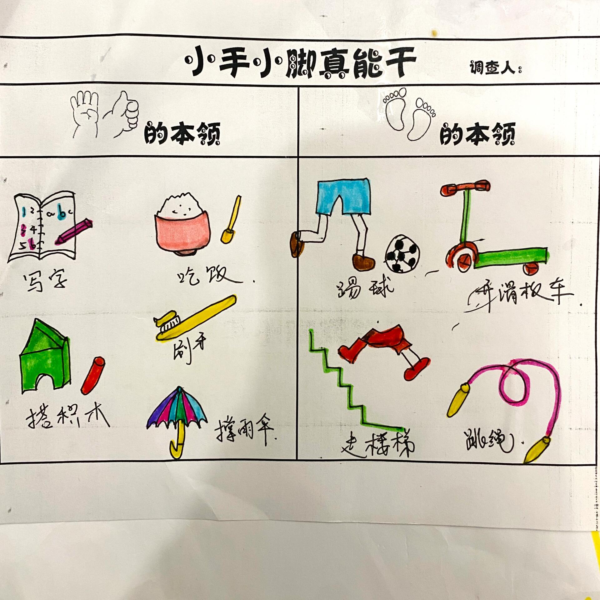 幼儿园作业 我的小手小脚真能干