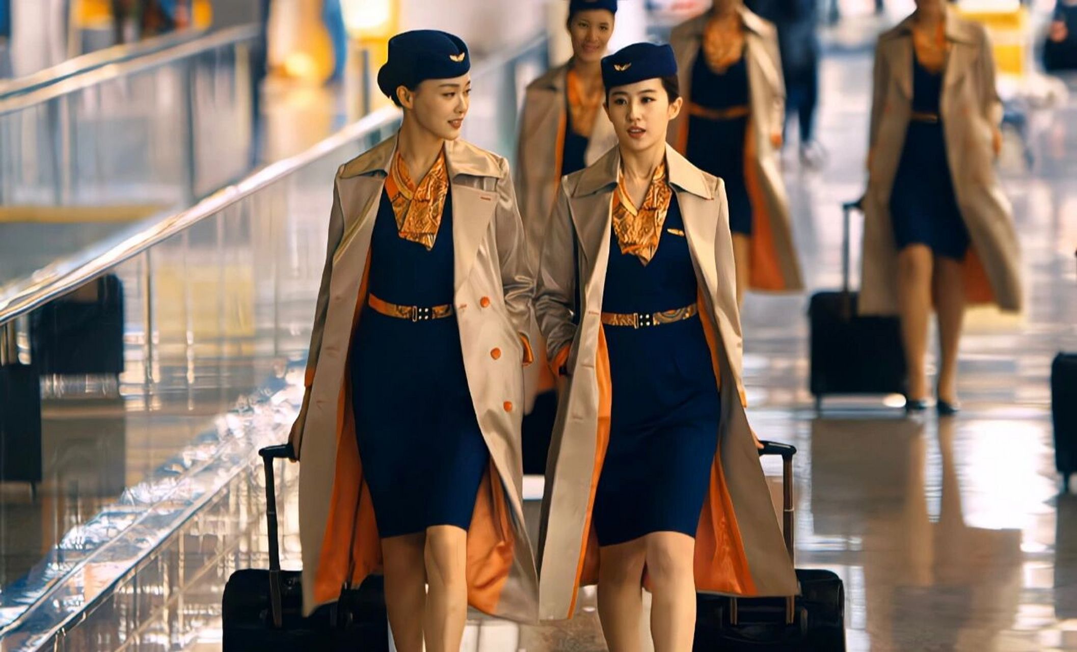 一些美女的空姐造型 唐嫣和刘亦菲走在一起真的好有气质,好养眼不知道