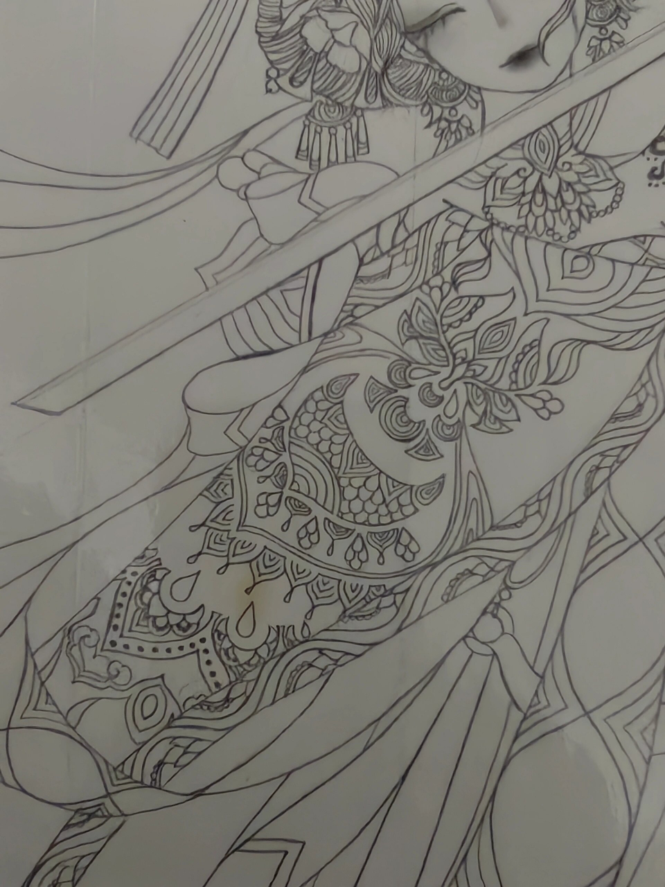 霸王别姬,虞姬自刎(浅浅画一下) #原创绘画# #草稿# #绘画