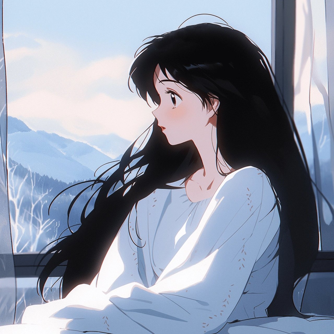 清冷破碎感头像动漫女 将梧桐寄往 你来时的夏 经半生 再寄返 我的秋