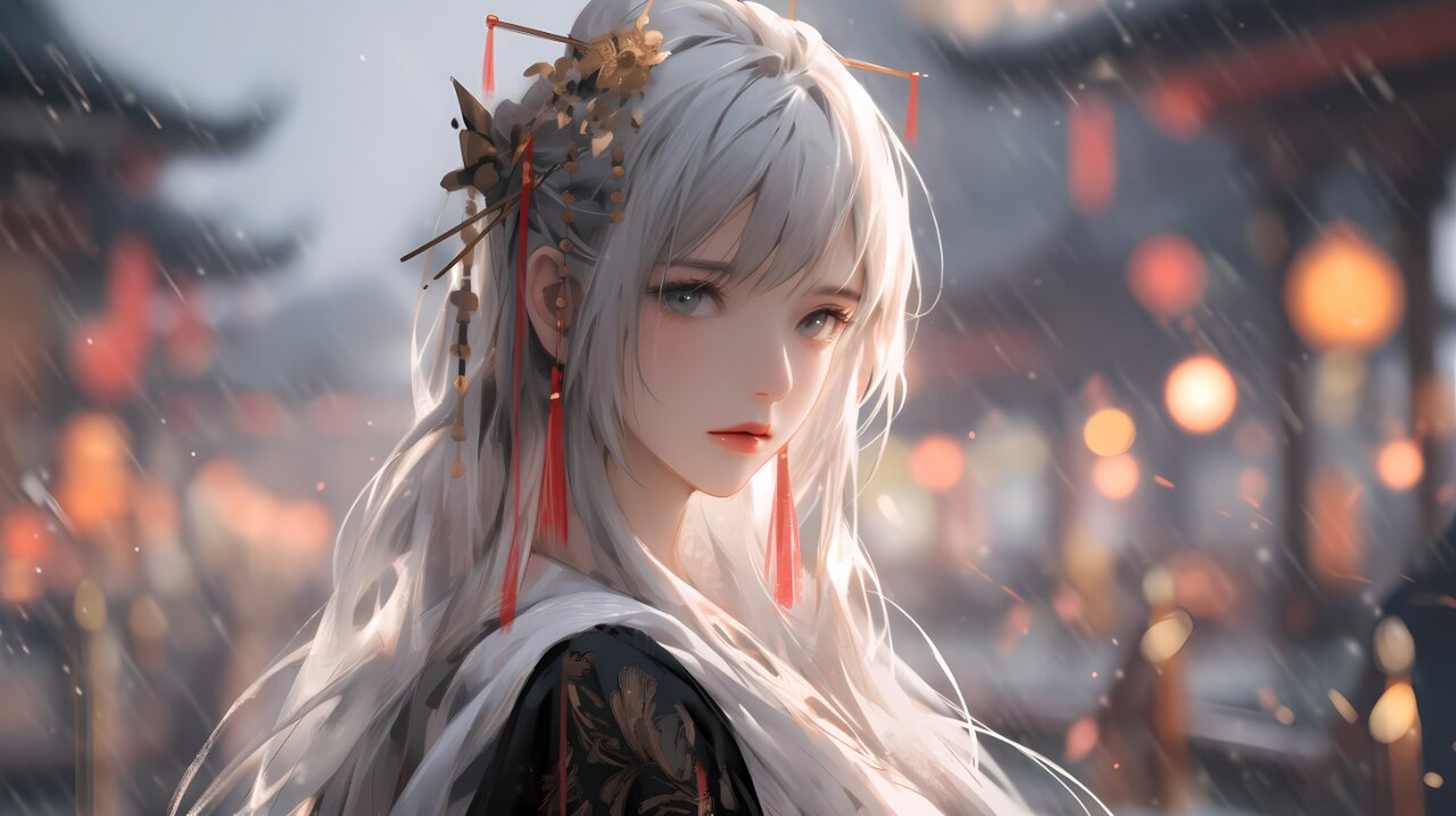 白毛控的国风女神 绝美横屏壁纸