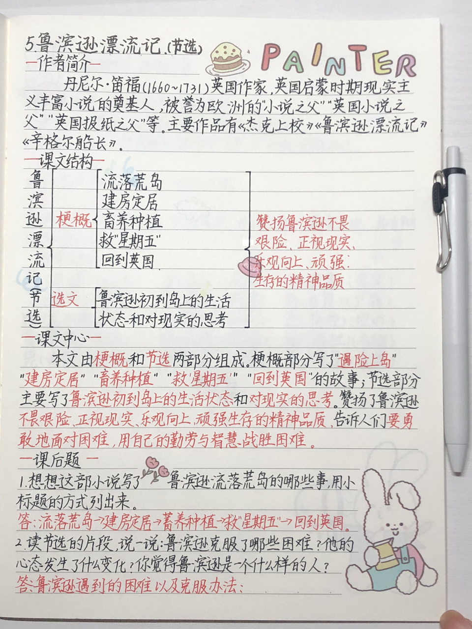 六下|第五課|魯濱遜漂流記|課文筆記95 內容包括: 1.-作者簡介- 2.