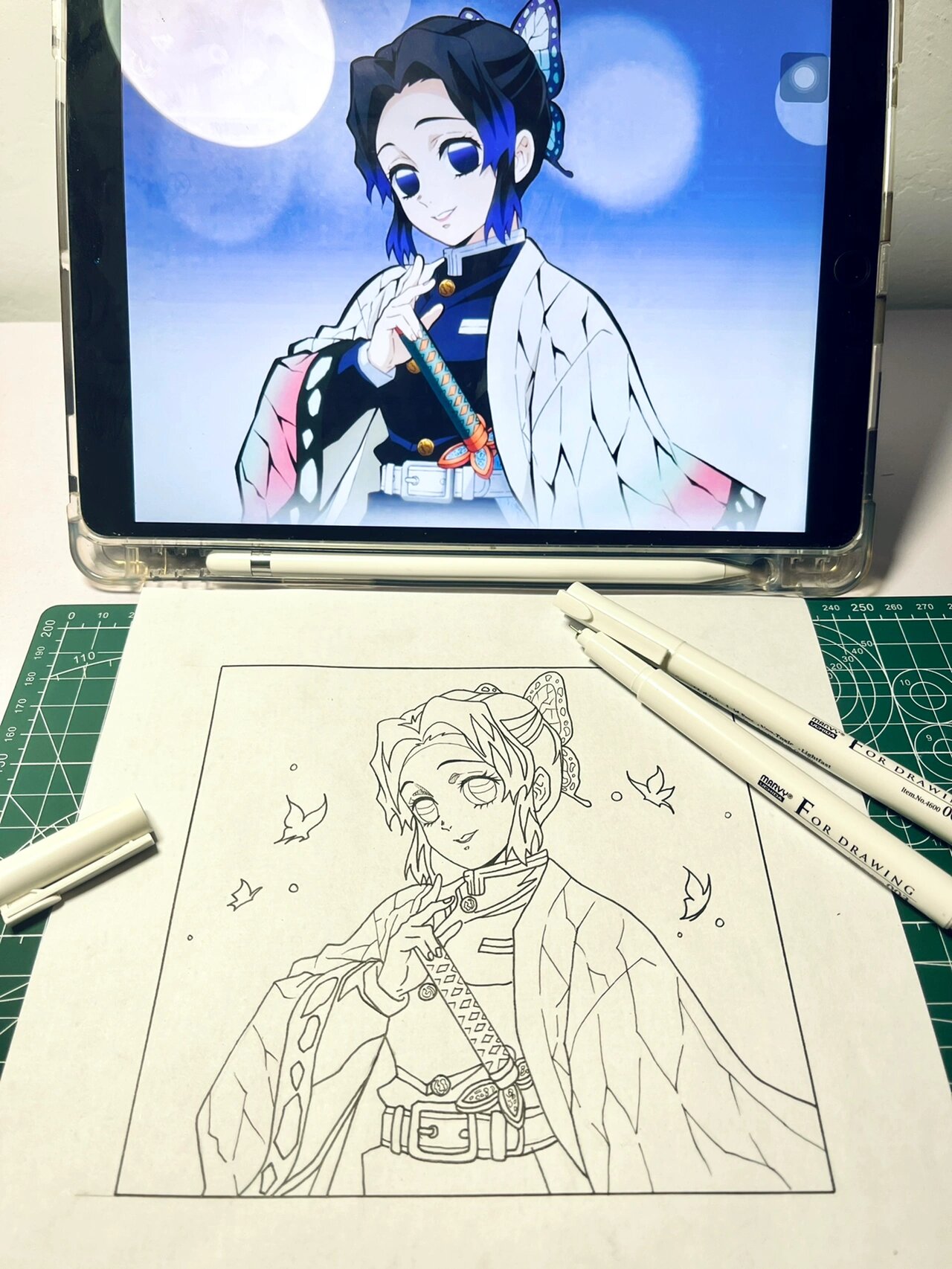 鬼灭之刃手绘76615|虫柱·蝴蝶忍03(附线稿