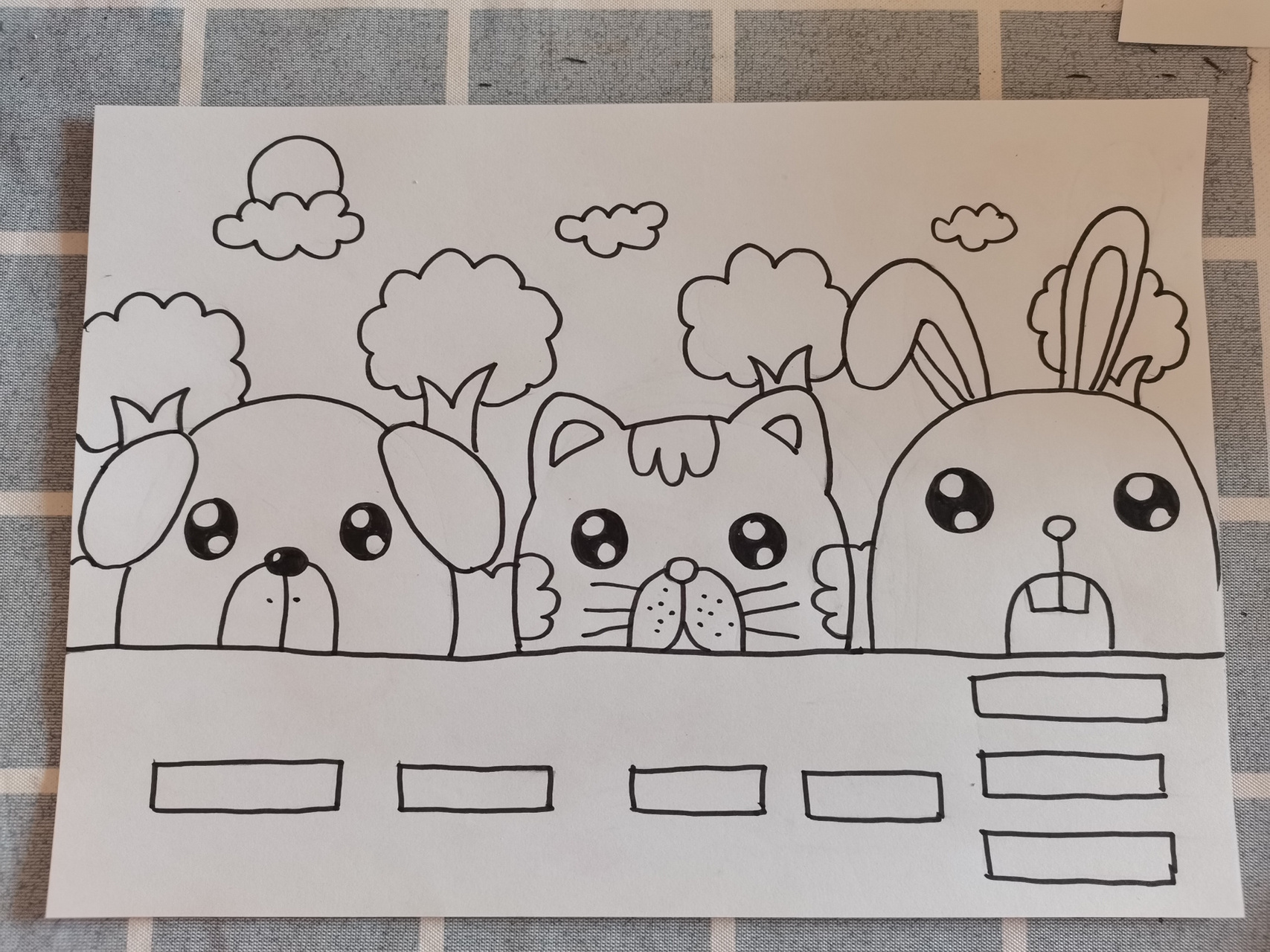 动物小房子 房子家族儿童画 创意画 马克笔