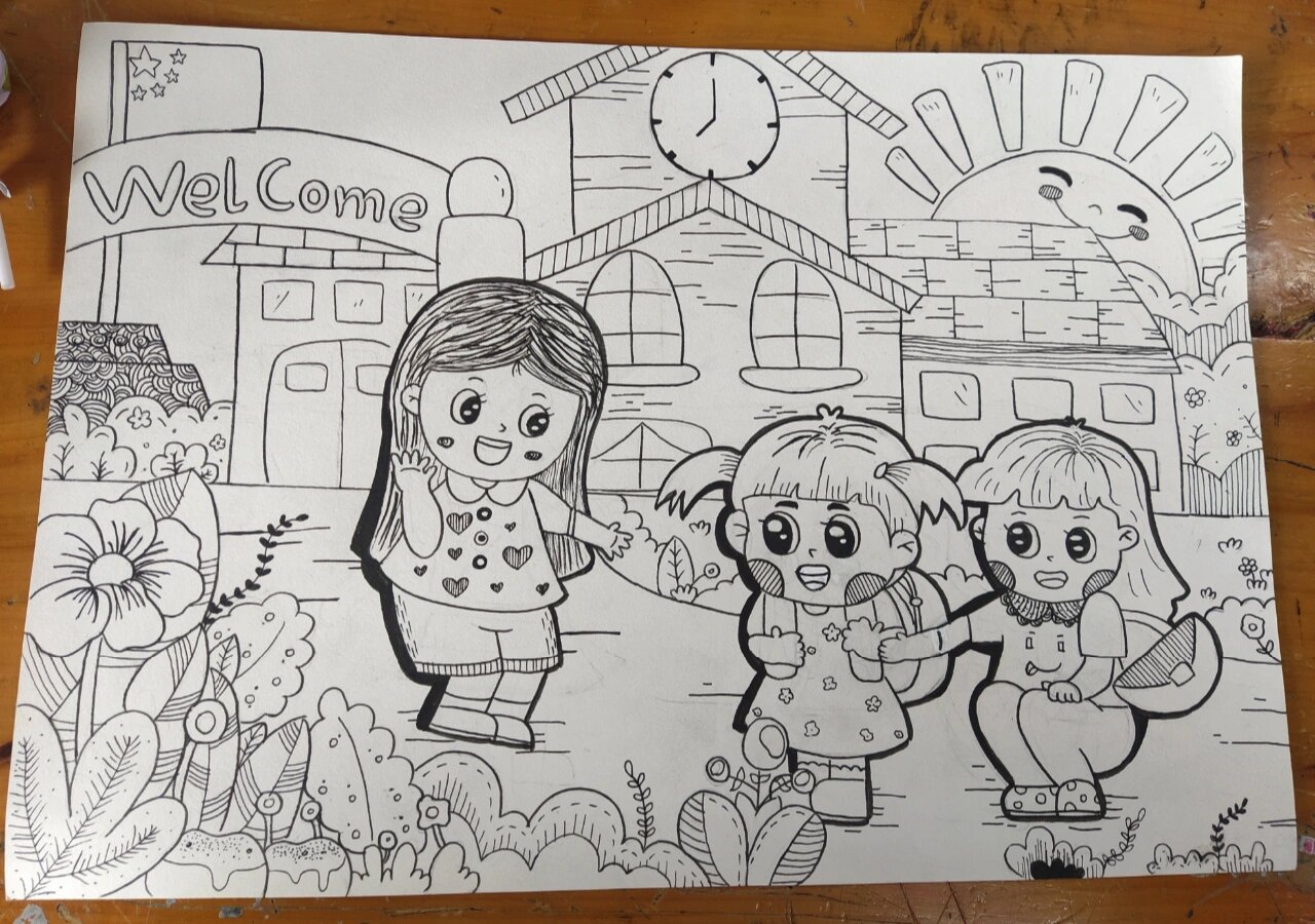 爱上幼儿园主题儿童画简笔画