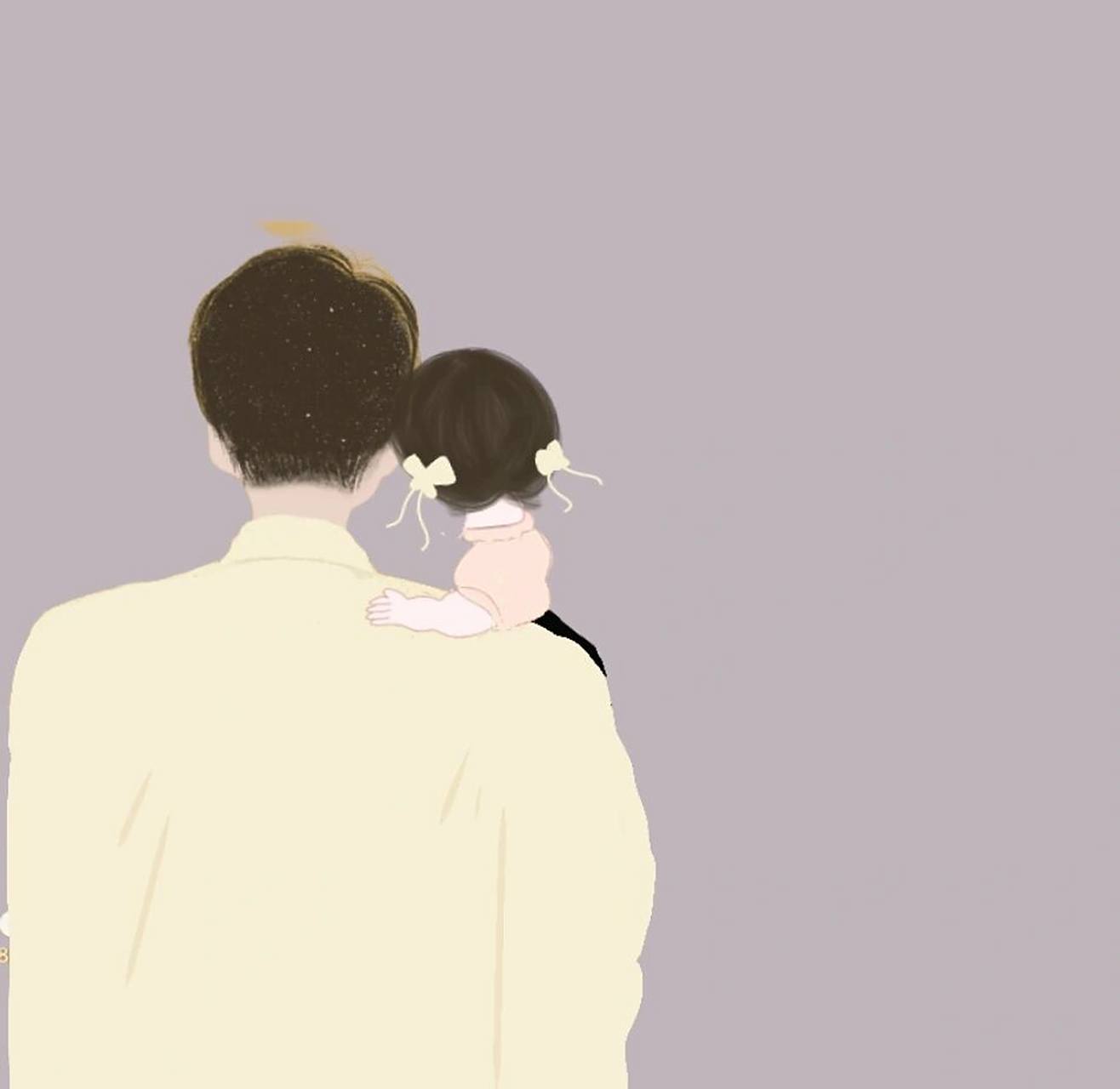 原创手绘卡通背影亲子头像母女女宝可爱 临摹祝我的宝贝,顺风顺水