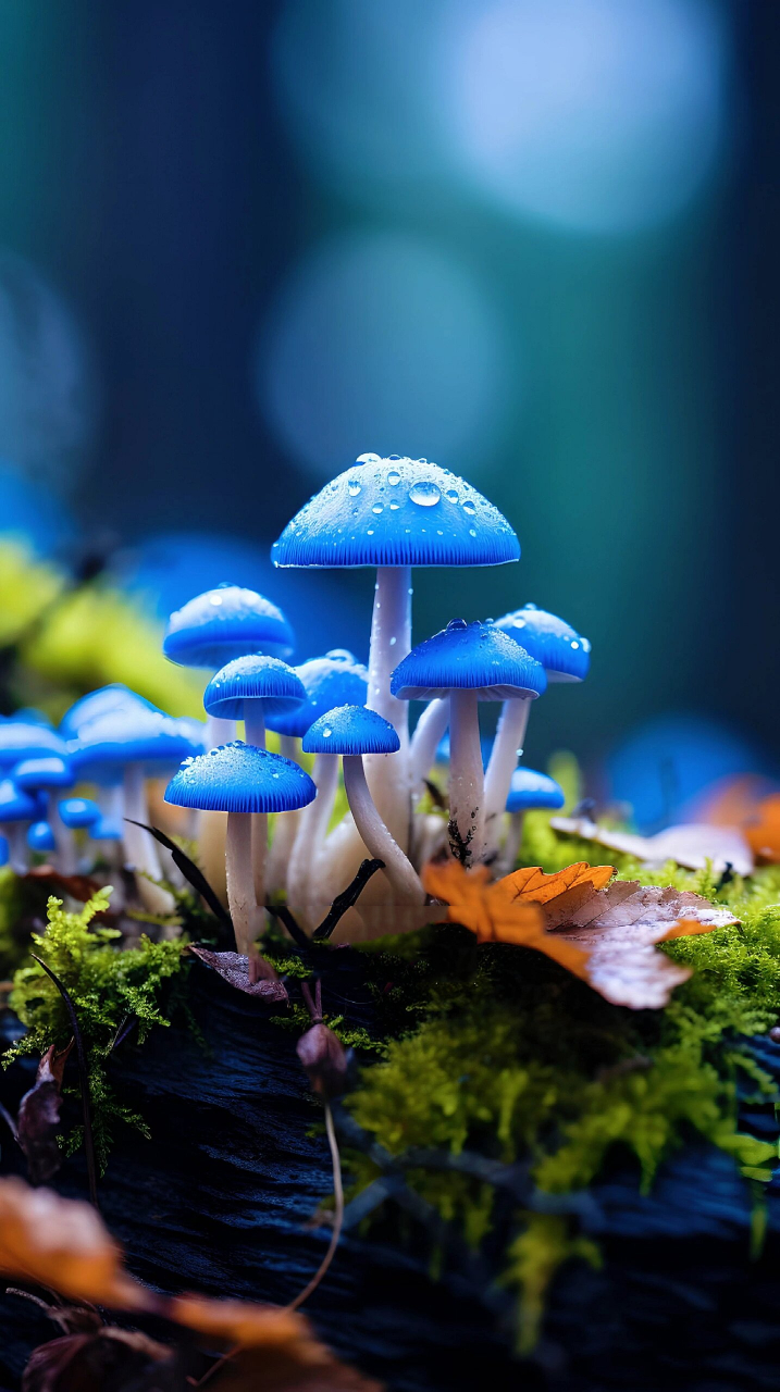 绘画素材1000更~蓝色的蘑菇