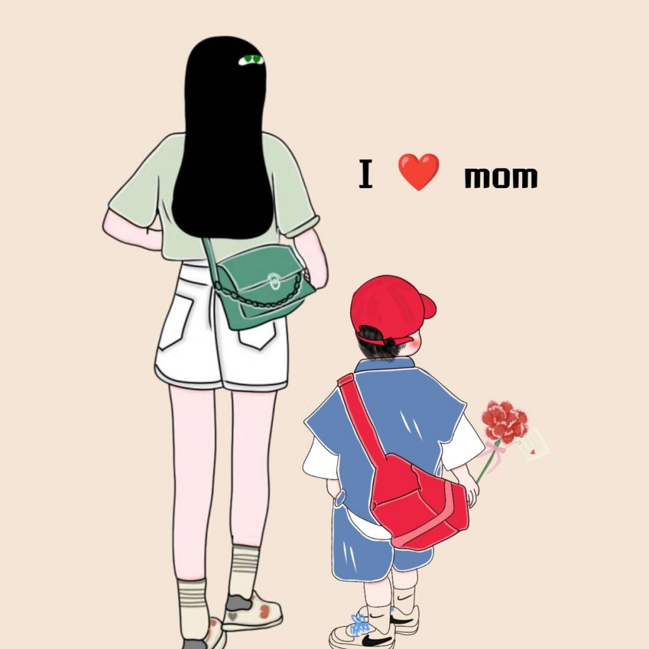 原创亲子母子两个人三个人亲子头像无水印 没当妈妈的时候,只是觉得