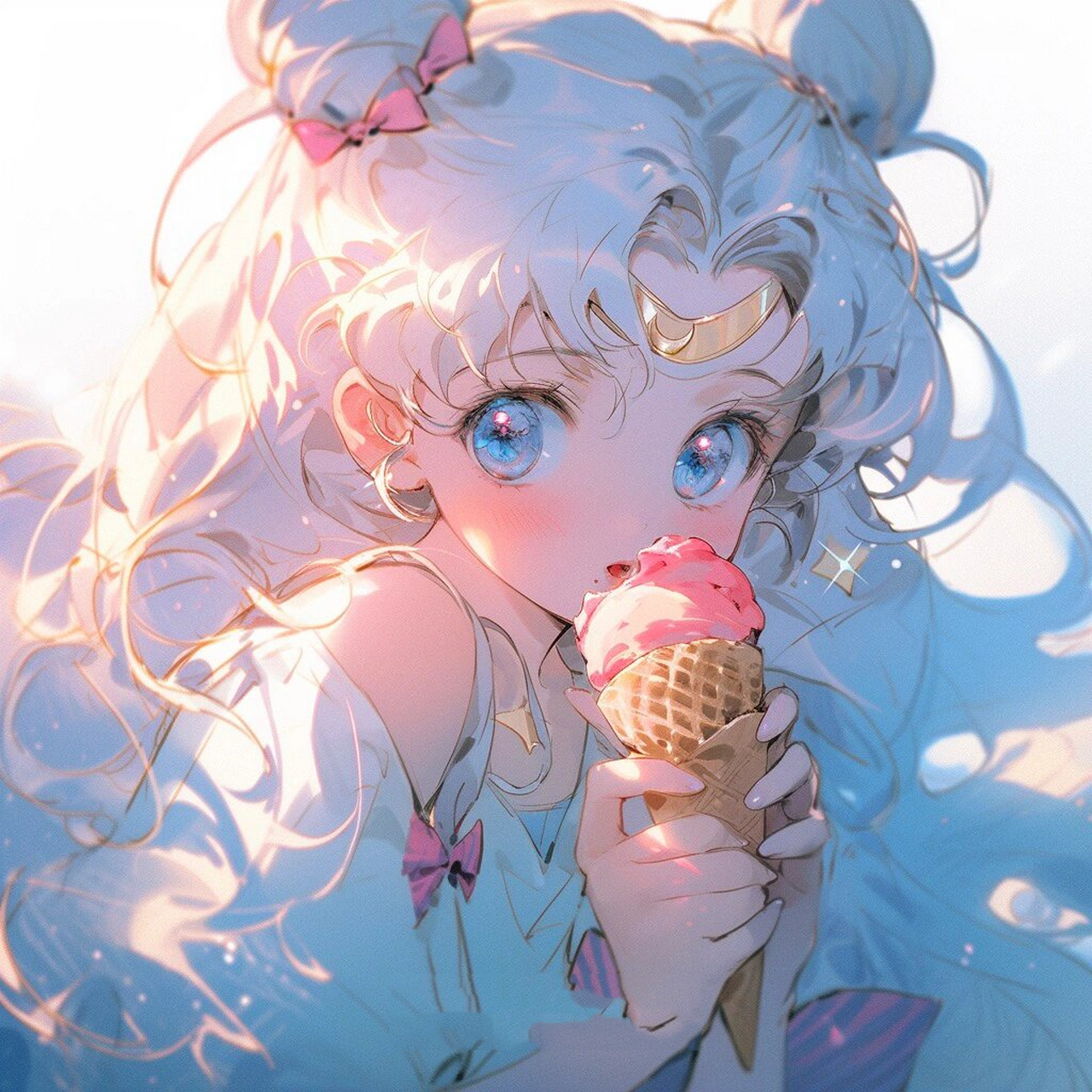 美少女吃冰淇淋90夏日头像 哈哈 用sailor moon作为关键词,出现的