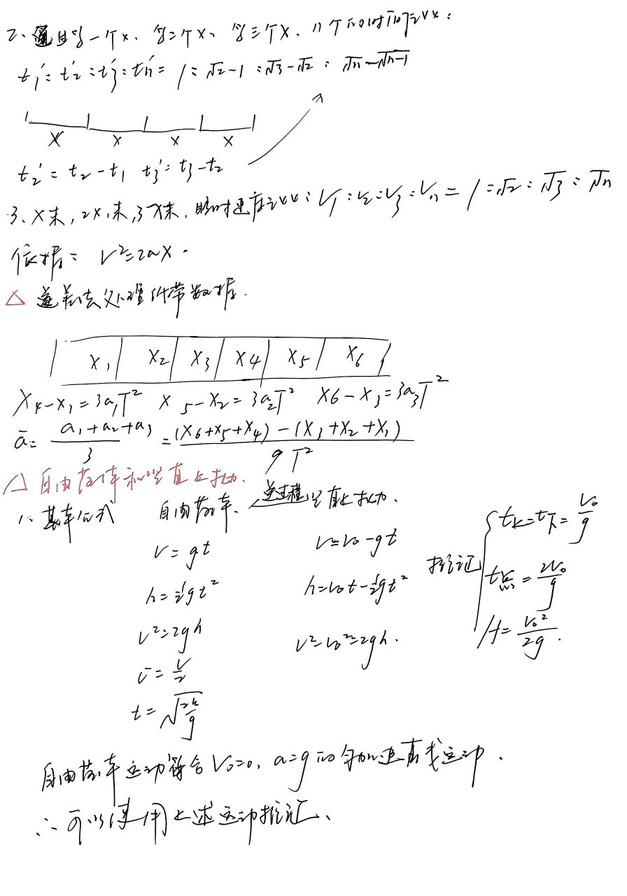 高一物理 运动学基本公式推论自由落体