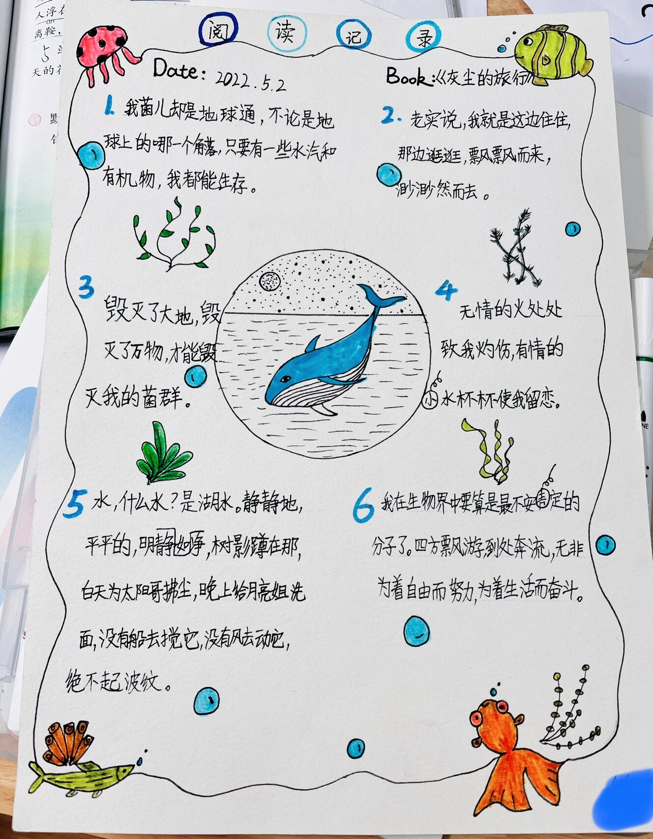 阅读 摘抄卡~海洋风