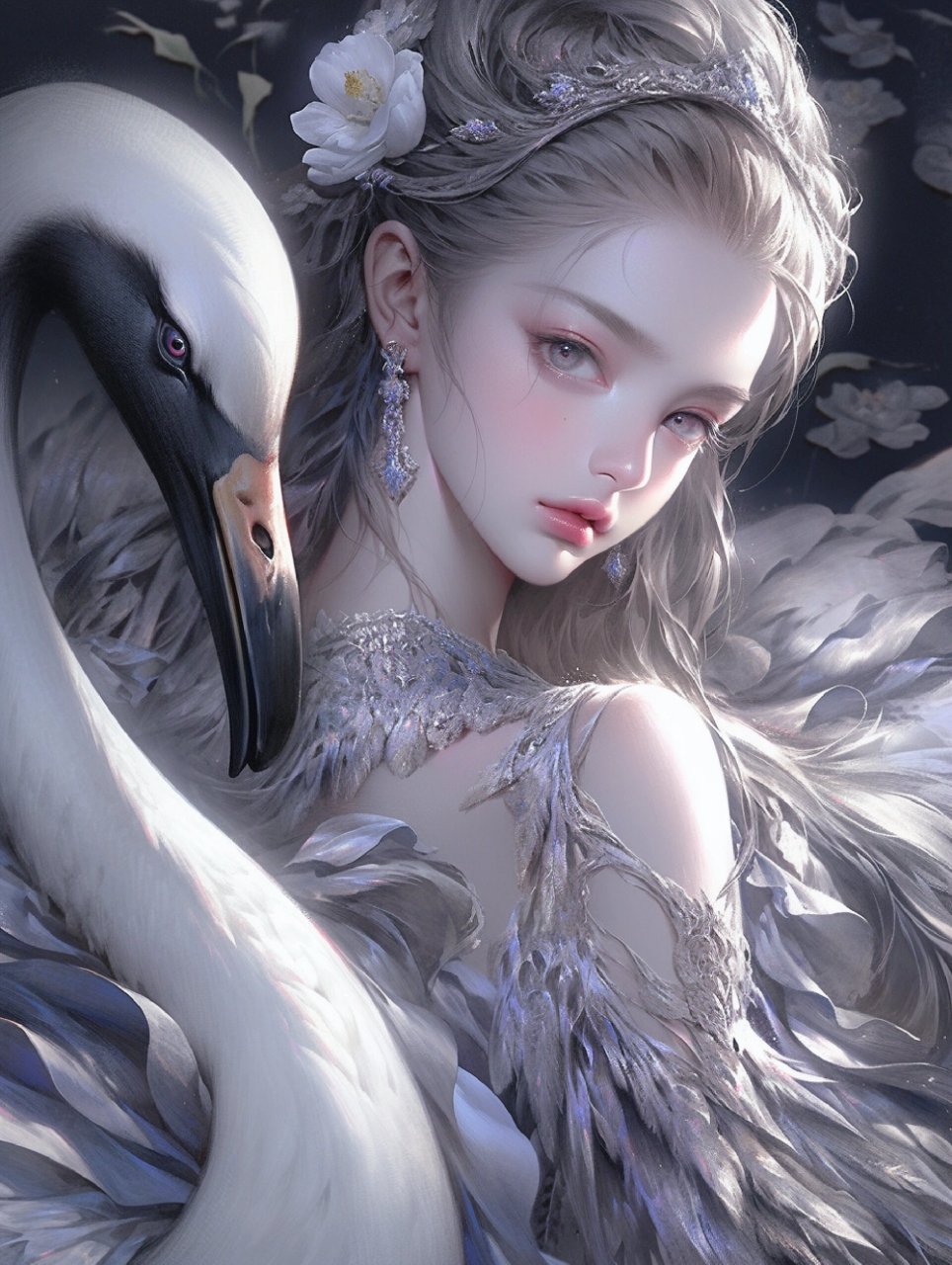 氛围感 | 有故事的天鹅女孩 7图头像壁纸 氛围感极强的灰紫色系天鹅
