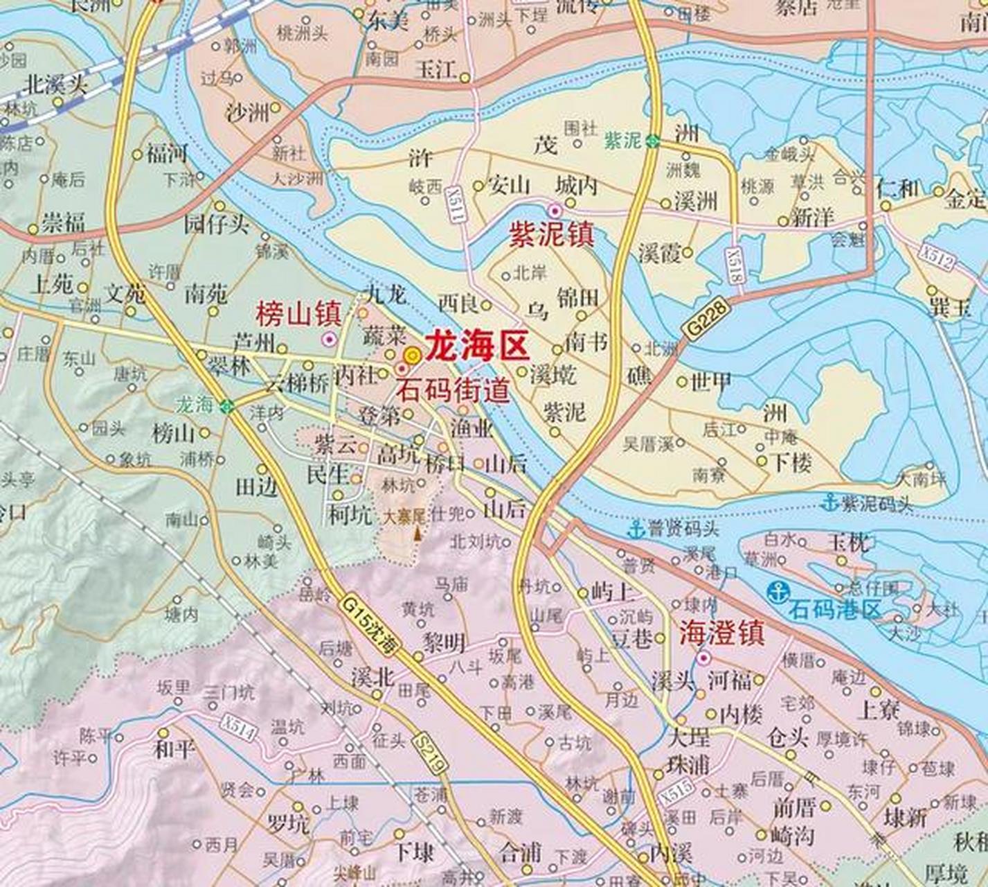 福建漳州龙海区紫泥镇由两个洲岛组成,浒茂洲和乌礁洲.