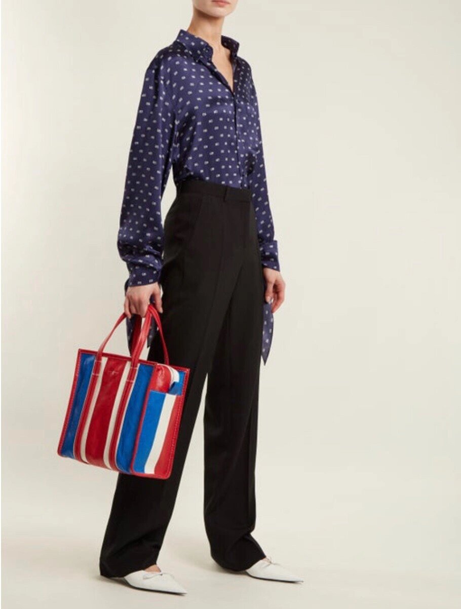 巴黎世家bazar s 红白蓝购物袋 蛇皮袋 手提 4980