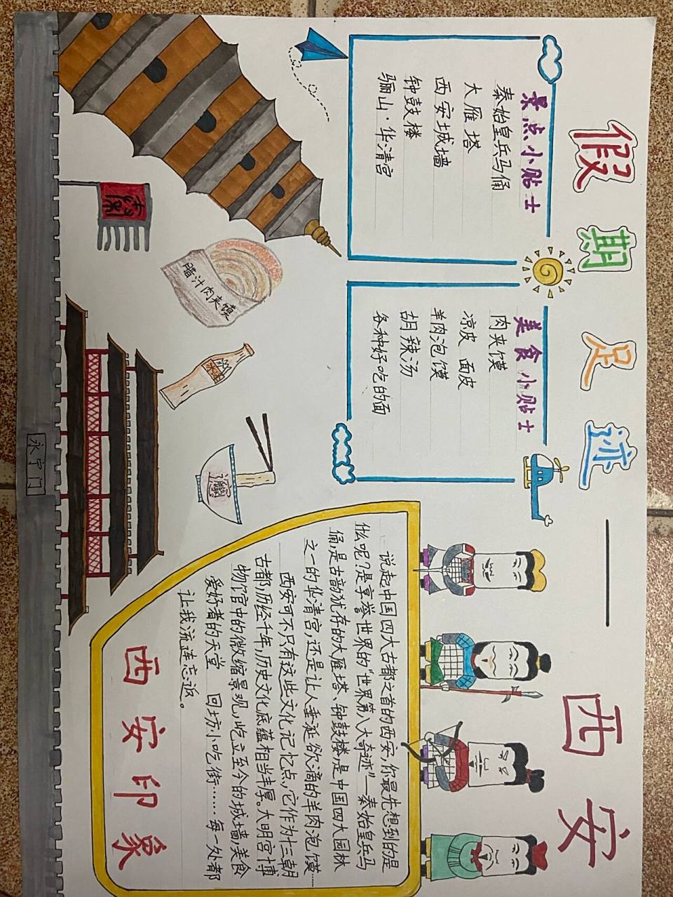 假期足迹-西安手抄报0606