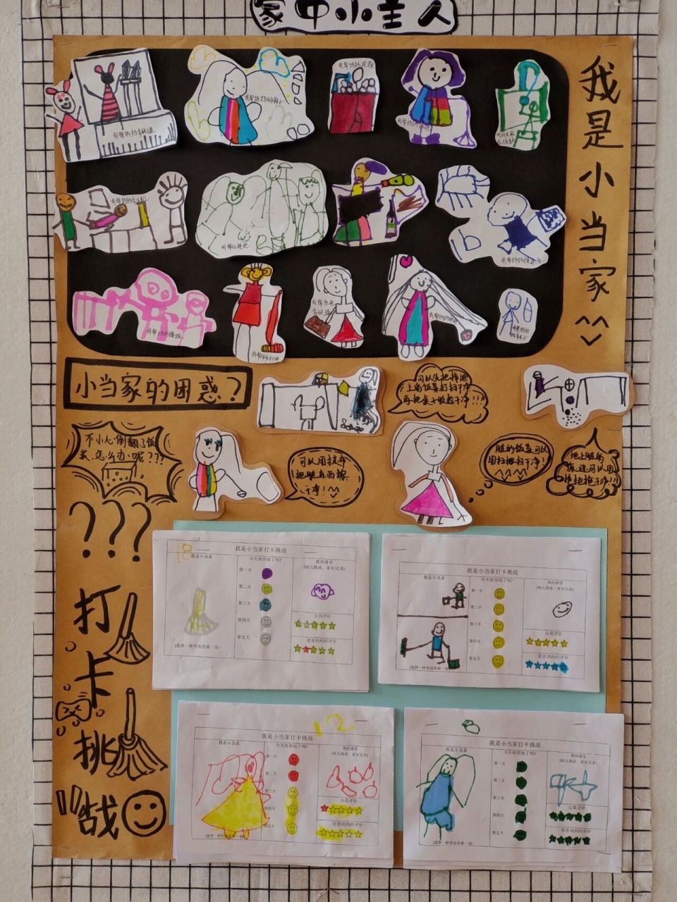 中班主题墙《能干的我》 第一个主题——《能干的我》 一共三周,做了