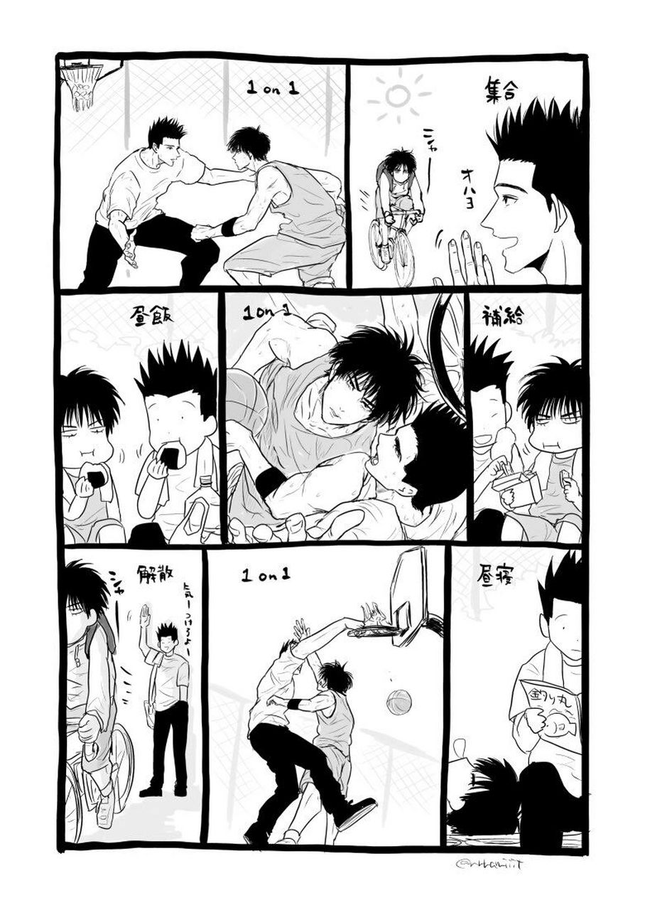 流川枫和仙道的一天 一对一,吃东西,睡觉,好充实的一天是单细胞生物没