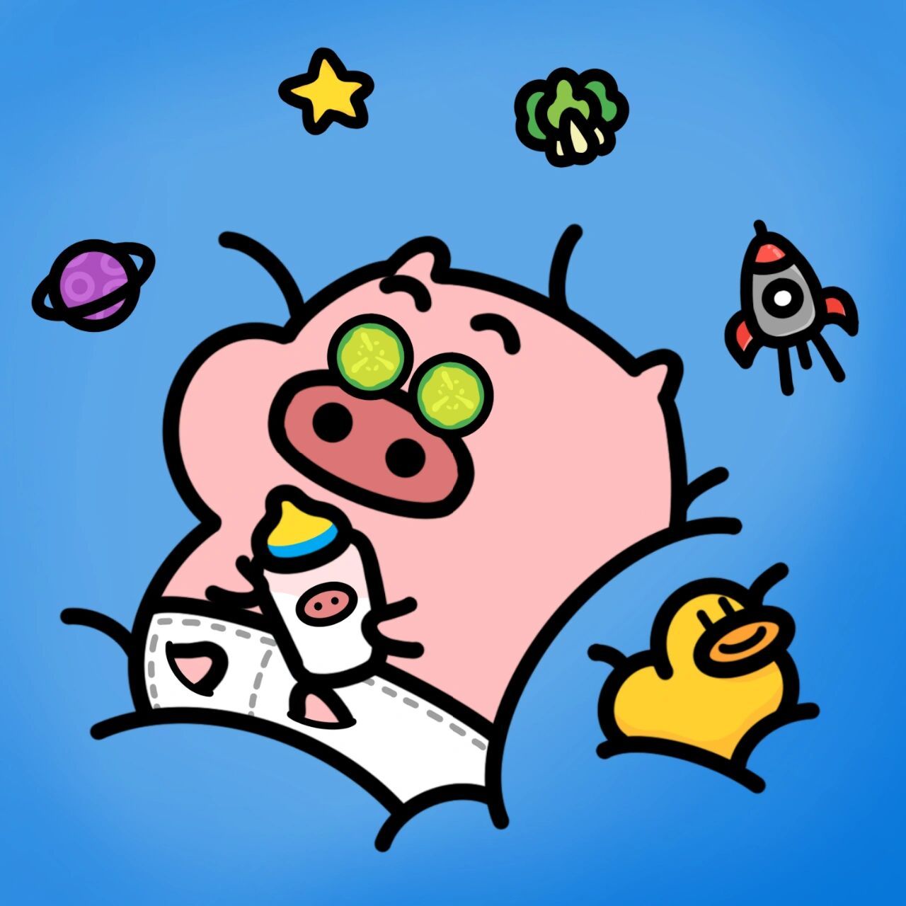 菜猪猪睡觉壁纸～ 宝子萌要的壁纸版,and加了做美容的菜猪和戴眼罩的