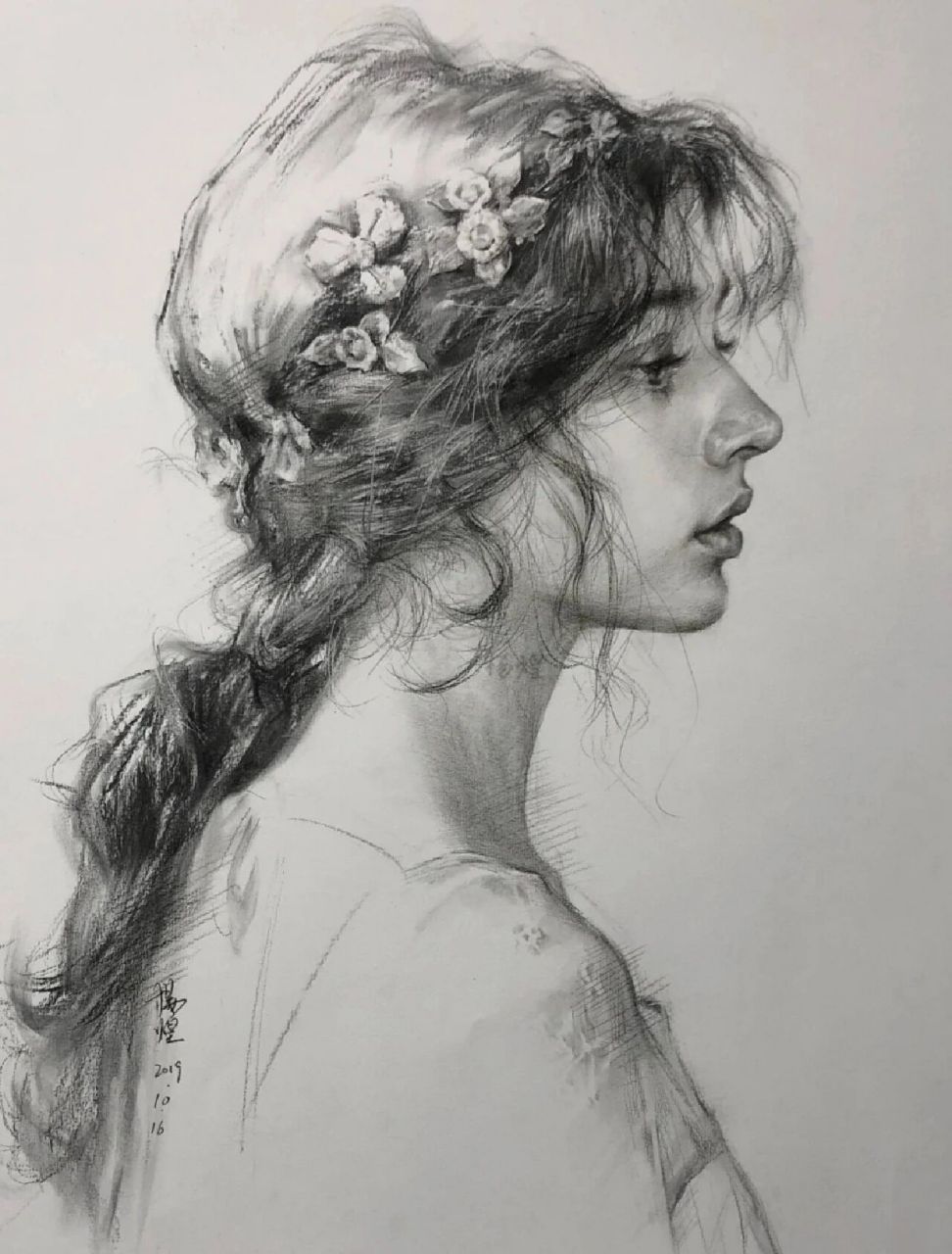 头像最美的侧脸 女性素描头像分享 最美的侧脸 调子细腻 很有感觉