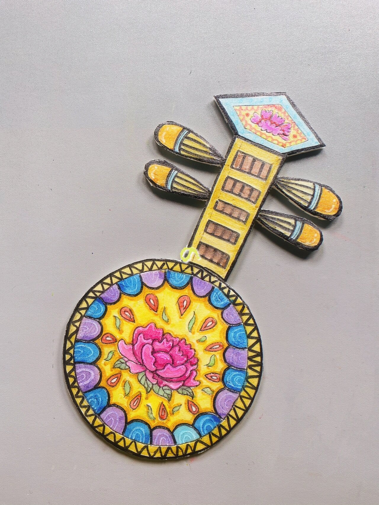 少儿创意美术《古琴之韵》吹塑板手工绘画96 老师们需要在课前准备