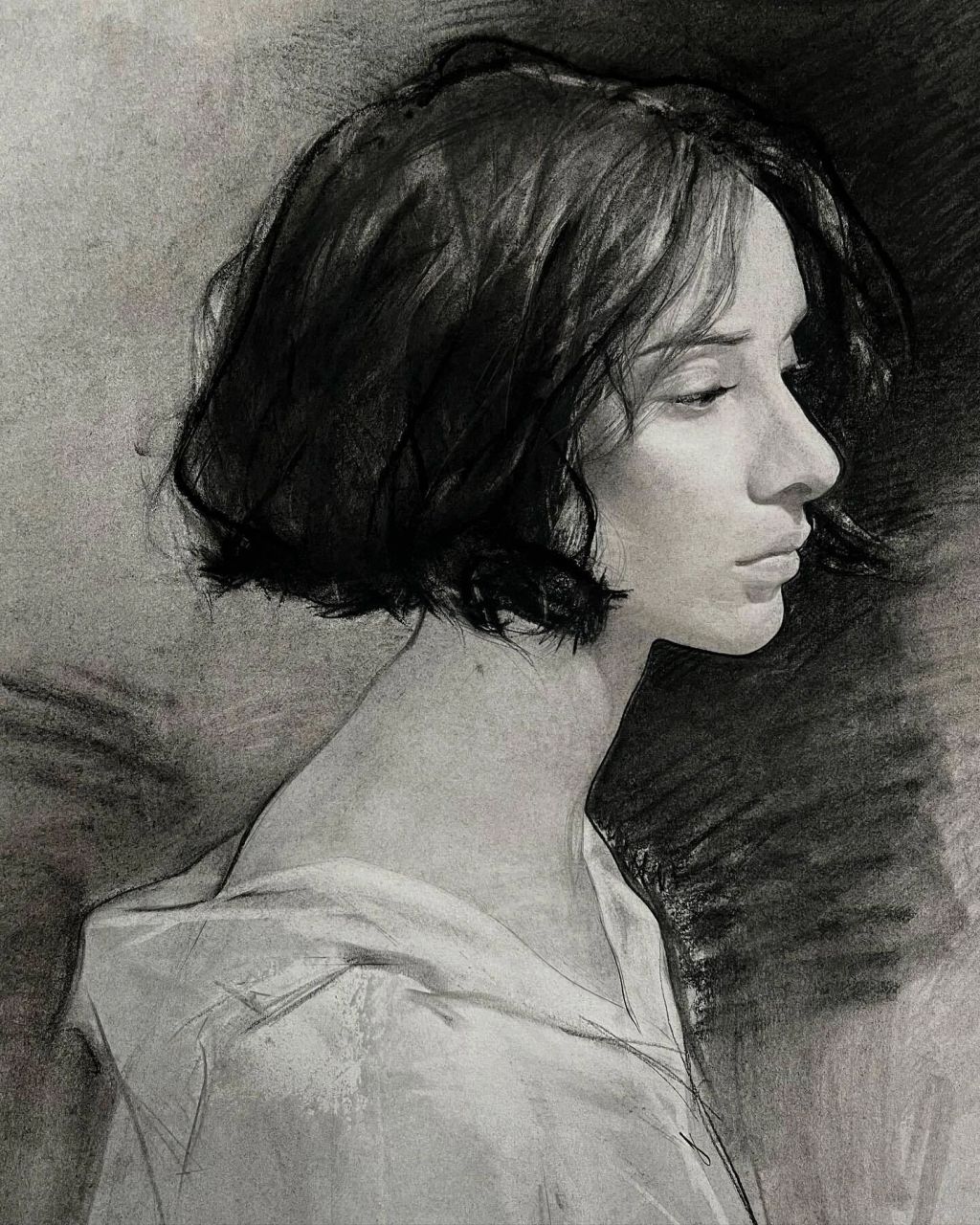 素描写生美女作品|列宾美院