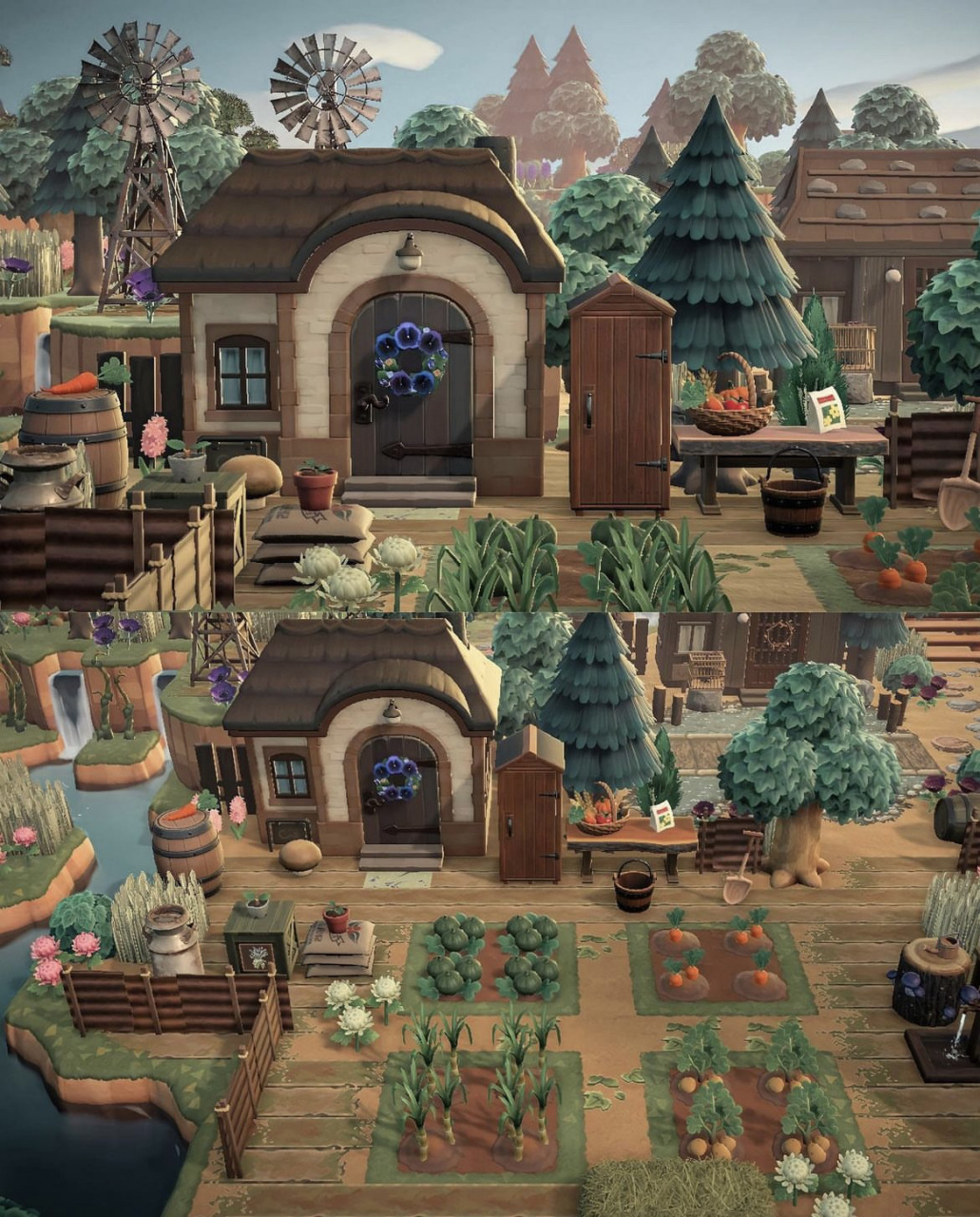 动森花园,果园,农田,房屋扩建造景 今天看到了几组房子门口的造景