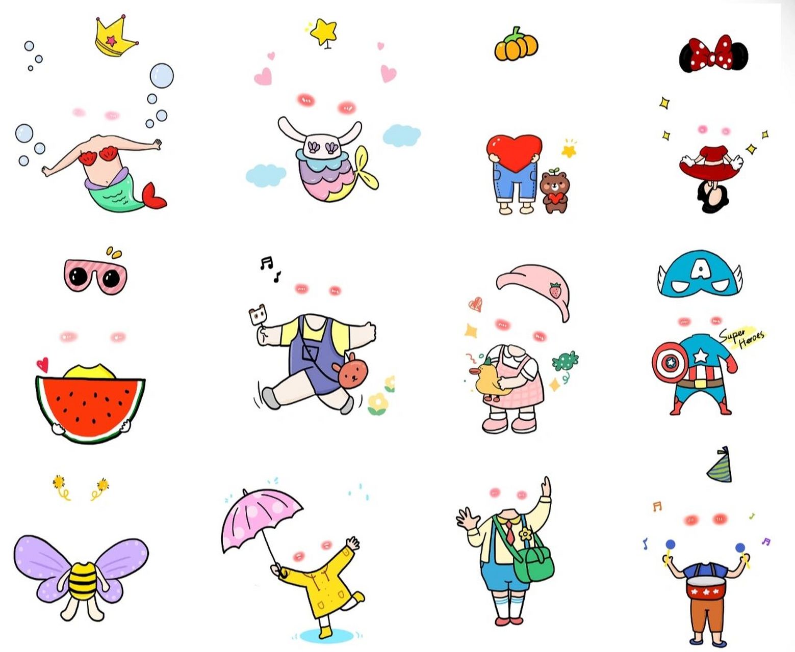 大头贴:卡通抠图素材,免领取素材.