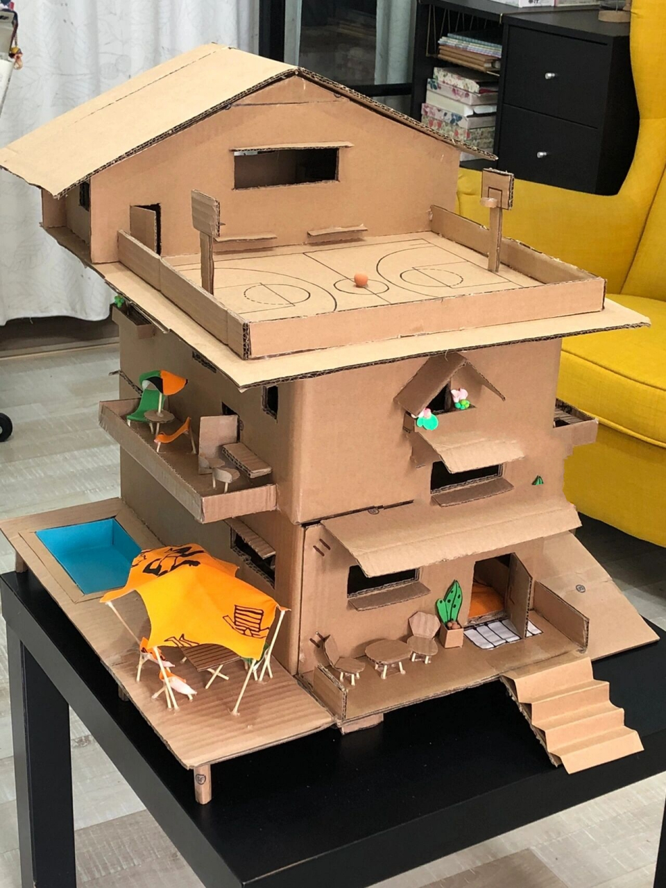 和孩子一起手工diy废纸箱制作小房子🏡 和孩子一起完成的科学作业