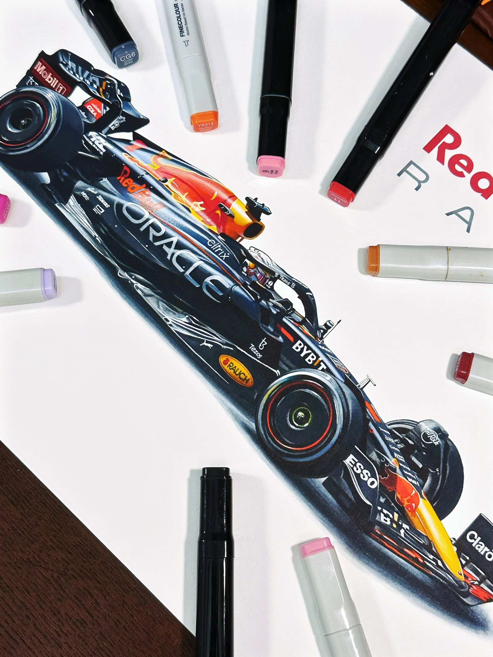 这怎么可能是画出来的?手绘f1冠军赛车rb-18