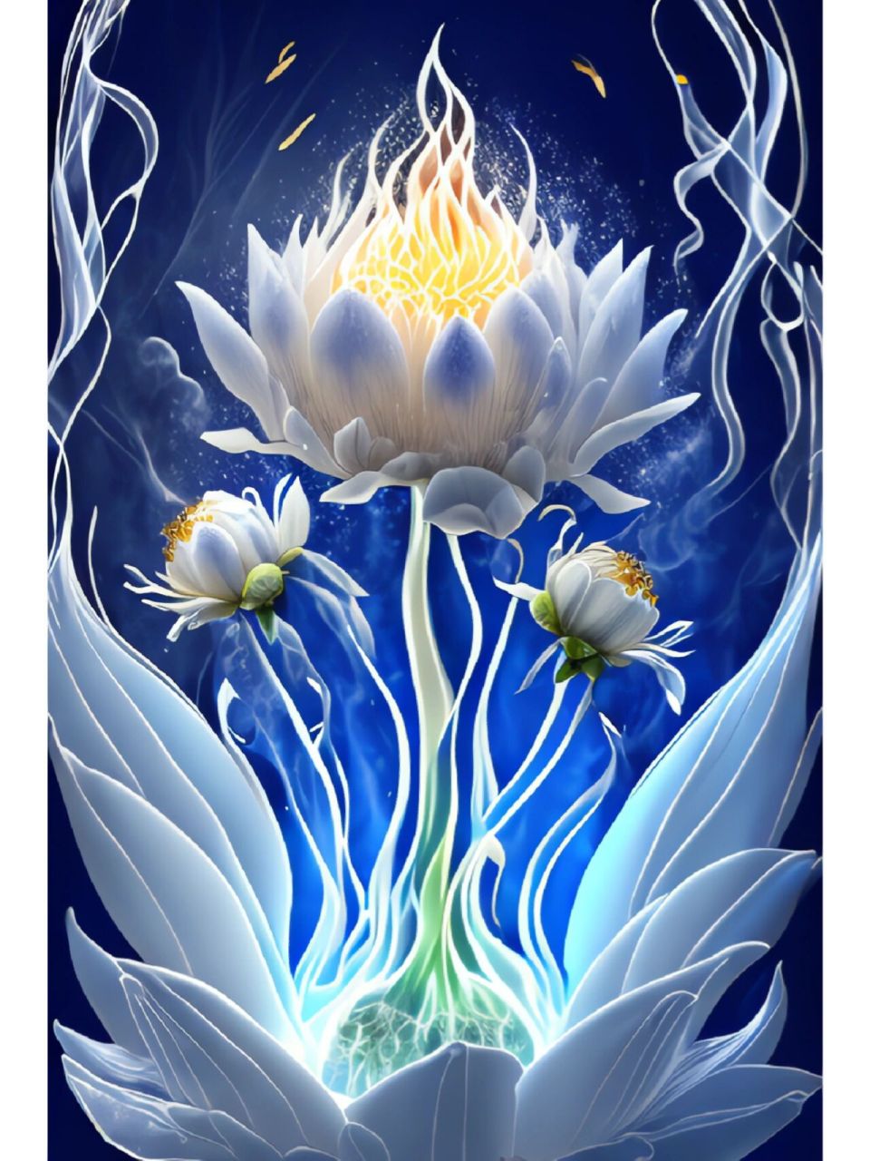 蓝色莲花 ,佛光普照,佛缘 #ai绘画