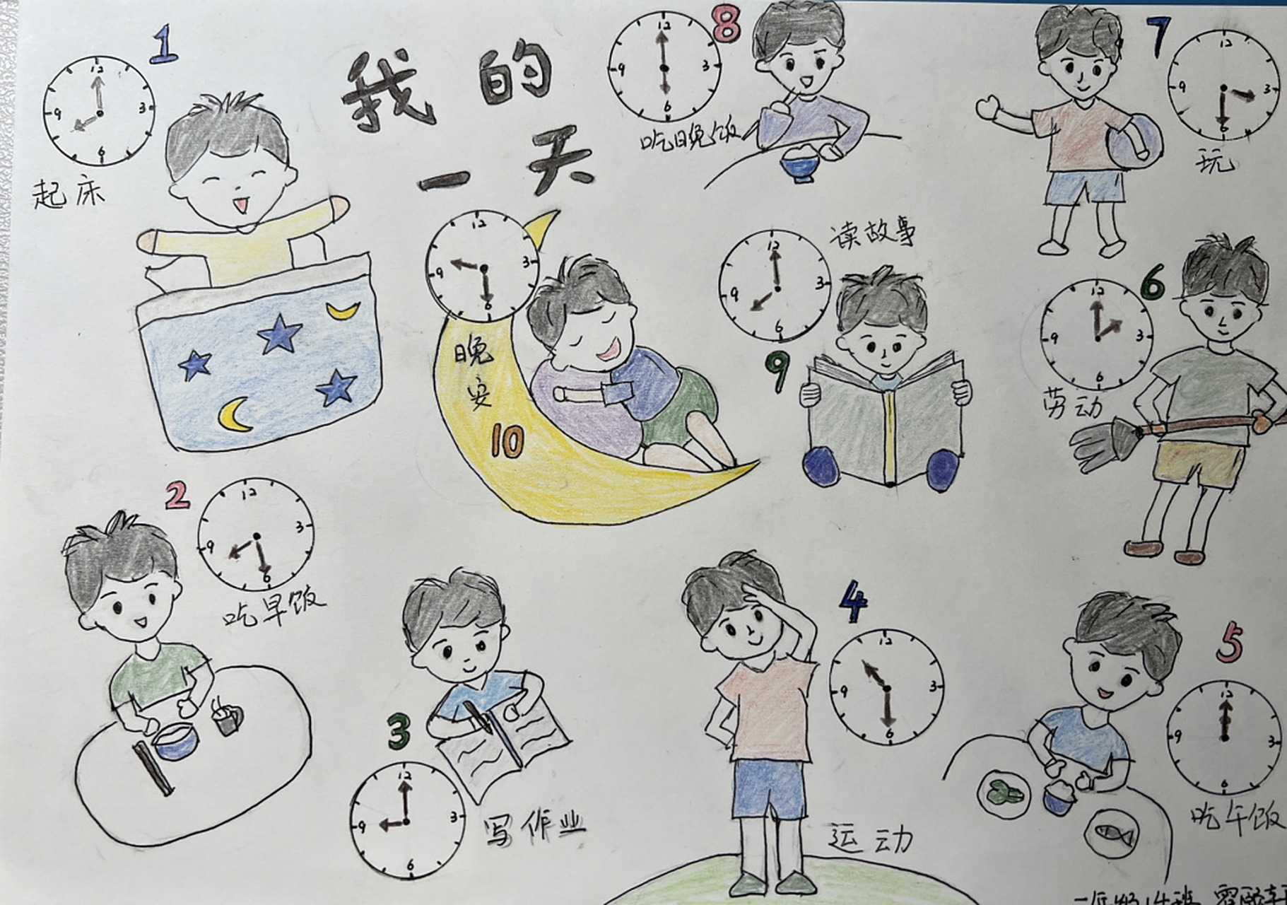 简笔画——我的一天