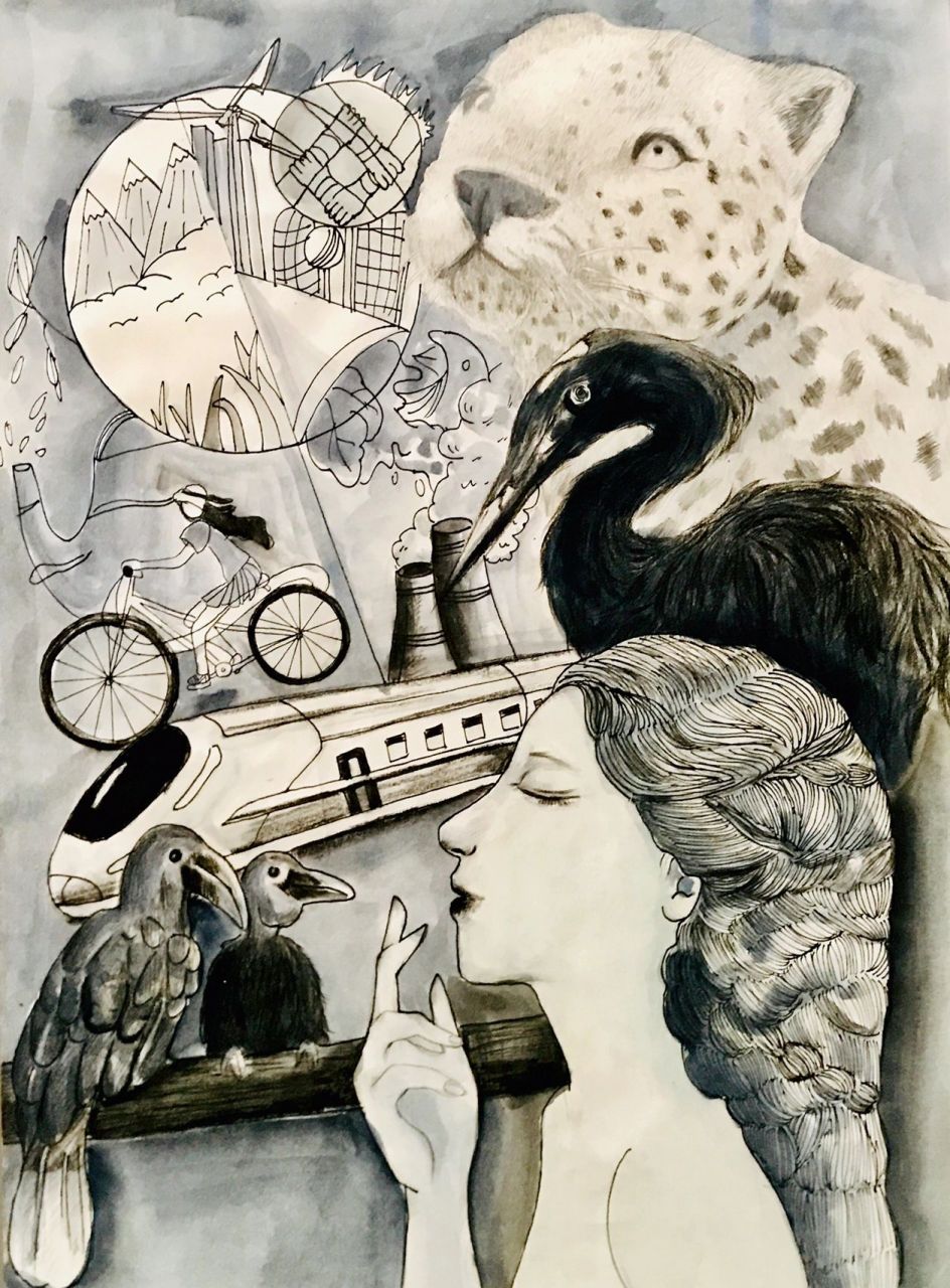 初中组绘画大赛获奖作品《共生》
