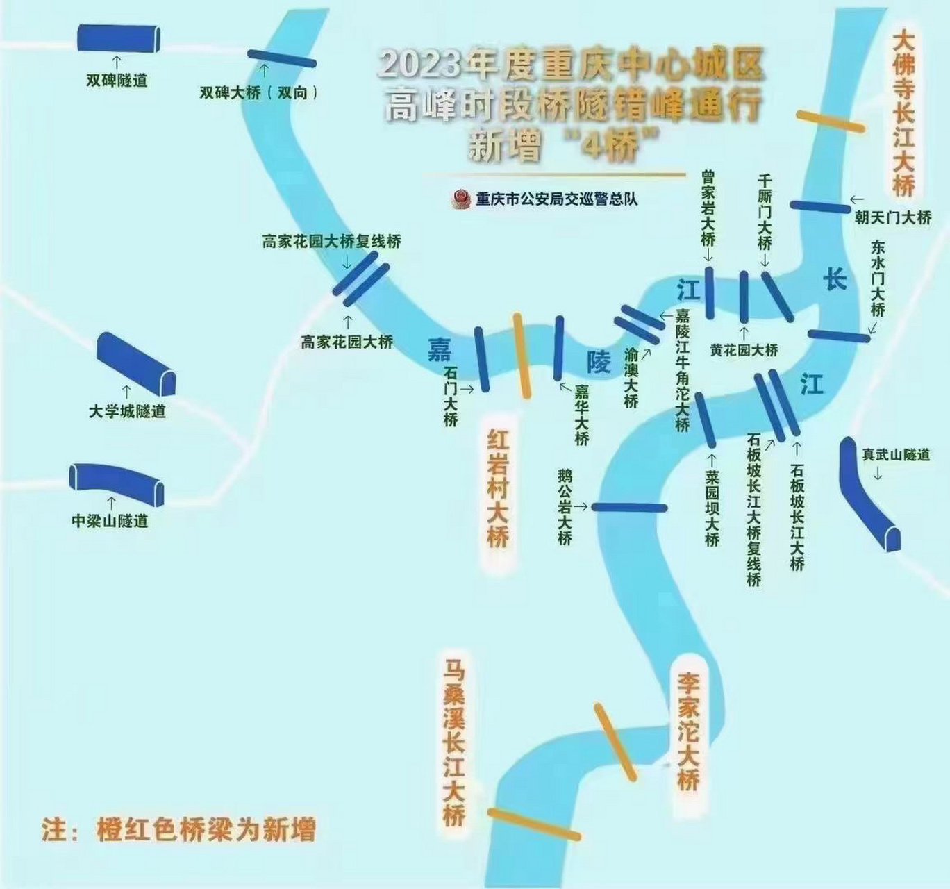2023年重庆市主城区高峰时段桥隧限号通行 2023年重庆市主城区高峰