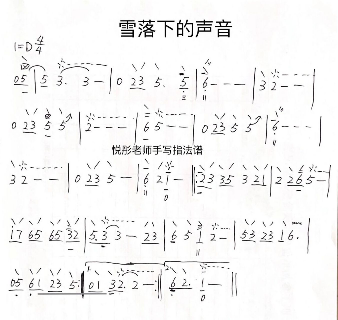 《雪落下的声音》琵琶指法谱 #琵琶# #琵琶教学# #自学琵琶# #雪落下