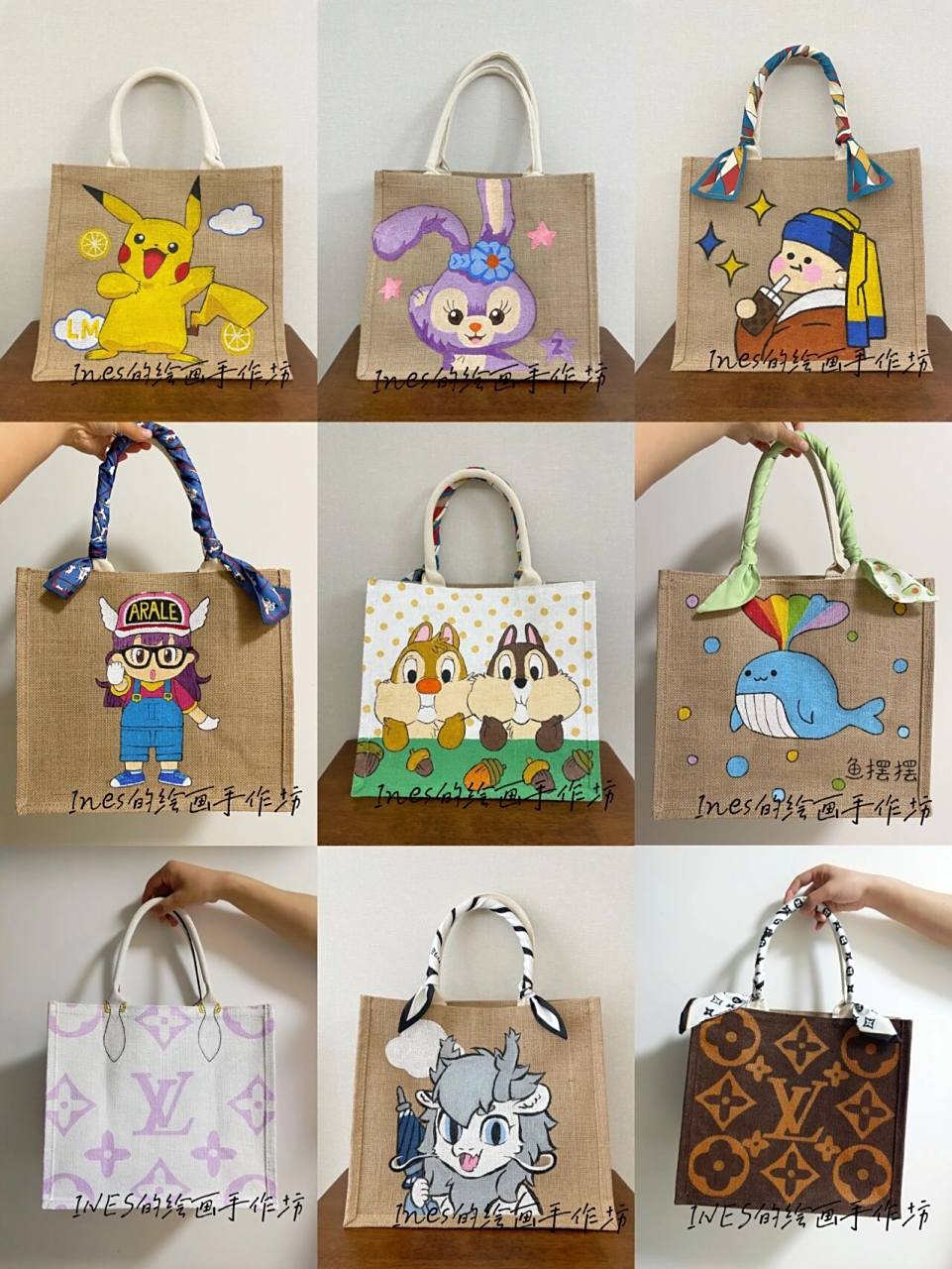 无印良品麻布袋a4手绘包包合集 a4手绘包合集来喽 图案都是姐妹们喜欢