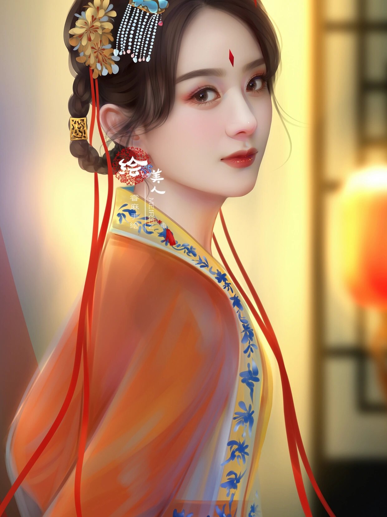 绘美人睿麻手绘赵丽颖古风头像壁纸