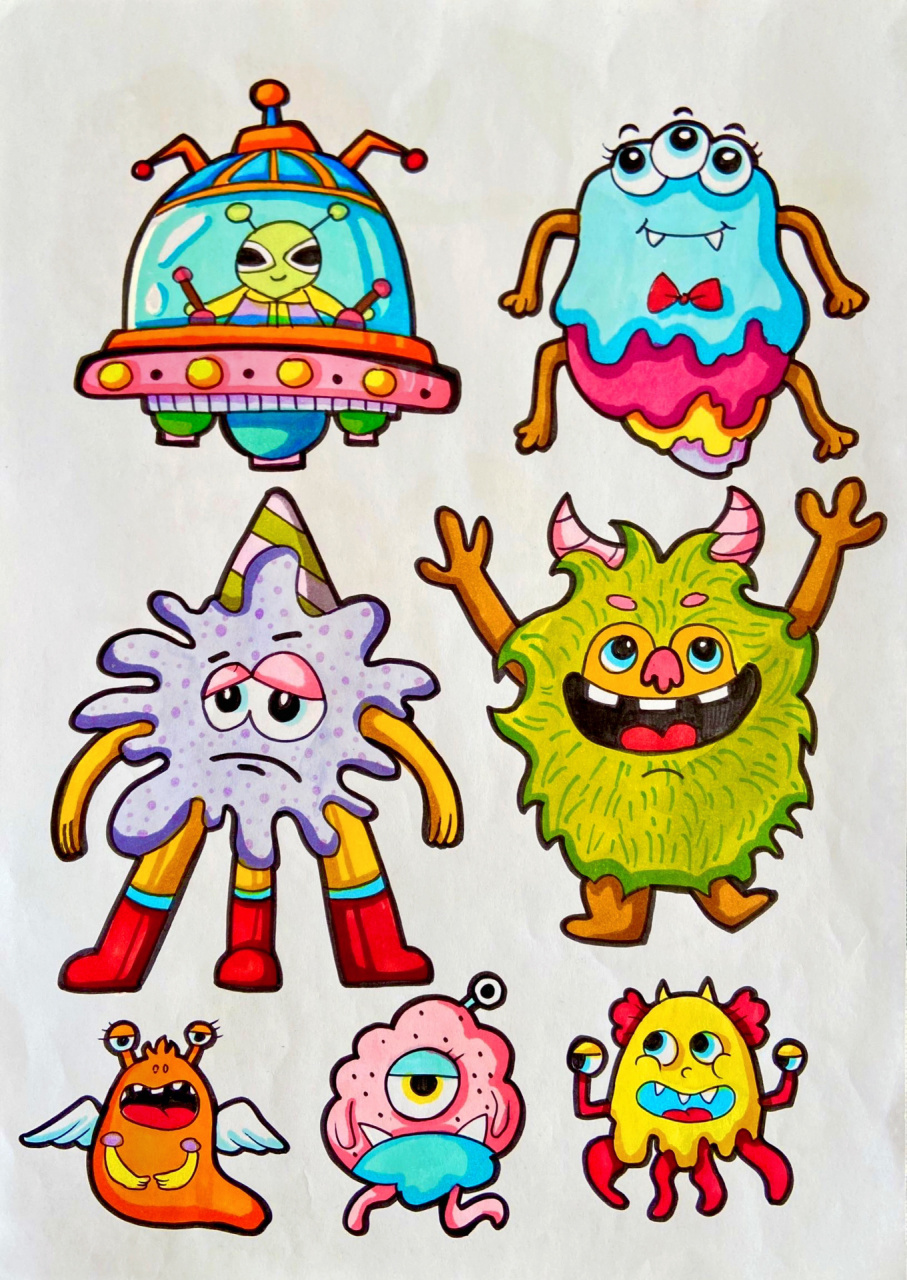 【221】手工创意画《外星怪兽》 超级适合小男孩的主题,没有哪个男孩