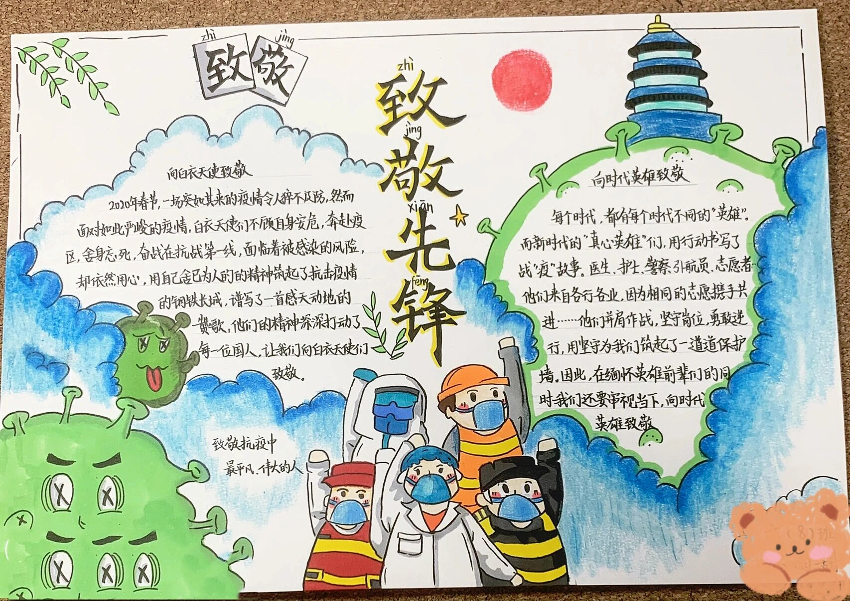 "手绘英雄,致敬先锋"手抄报@孤雁鱼ing的动态