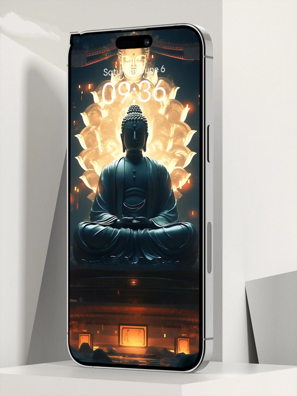 高清佛像手机壁纸分享 08 94 这款壁纸展现了一尊笑容可掬的佛像