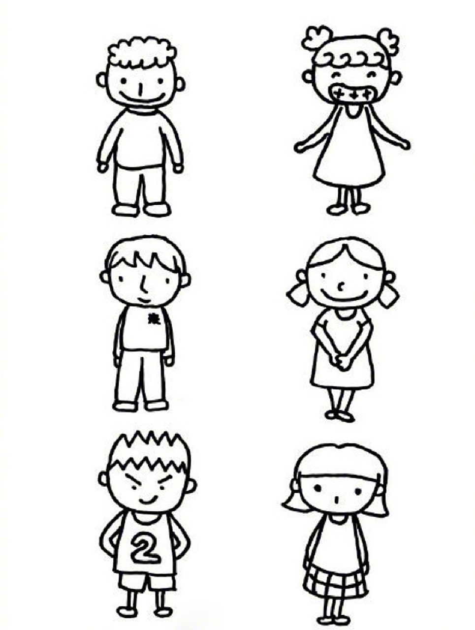 儿童卡通小人物素材 可给孩子们多去比较观察,善于绘画人物.