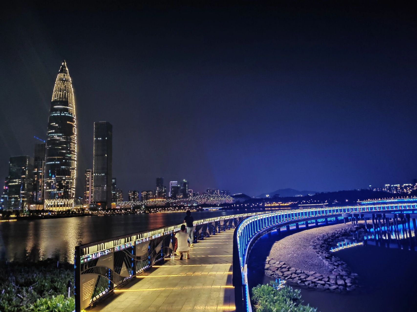 人才公园夜景美爆 人才公园地处深圳南山区后海片区,与深圳湾相连