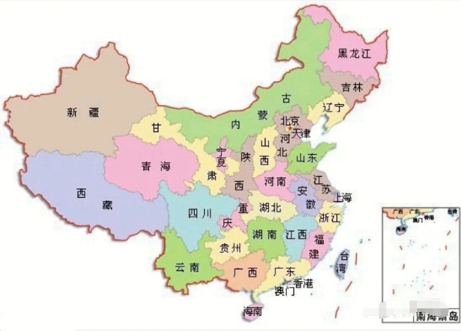 地理知识技巧1:口诀记忆中国各省行政区 口诀:两湖两广两河山,四市四