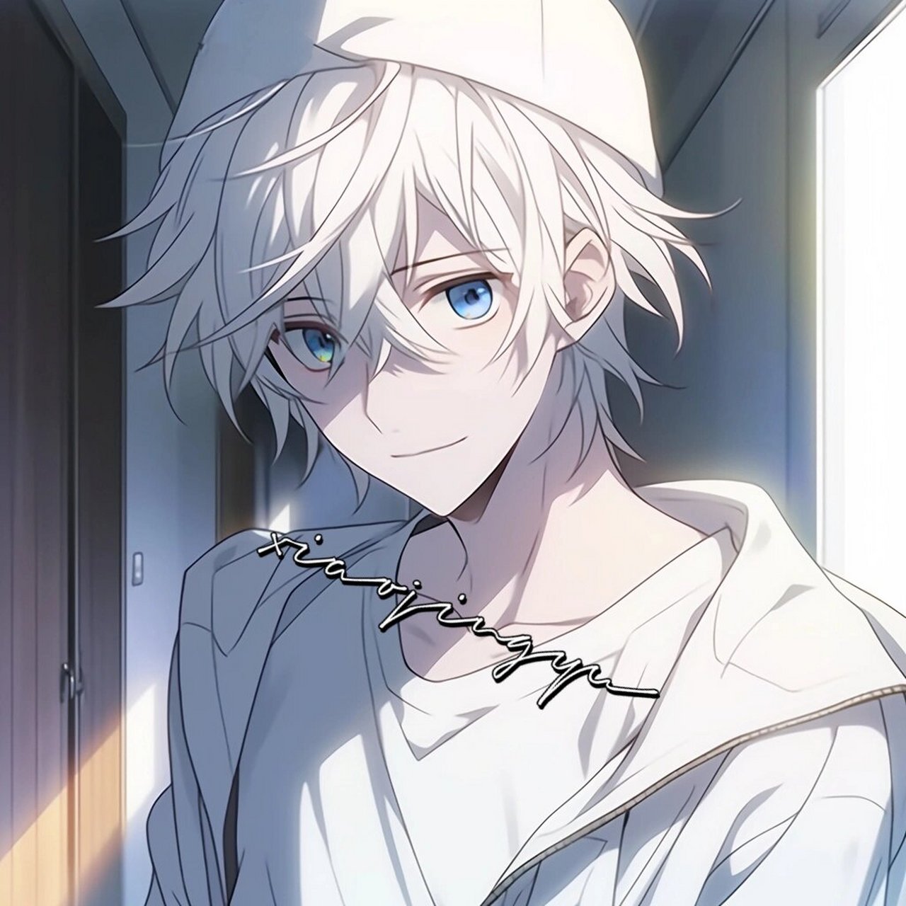 动漫男头|阳光白发男孩